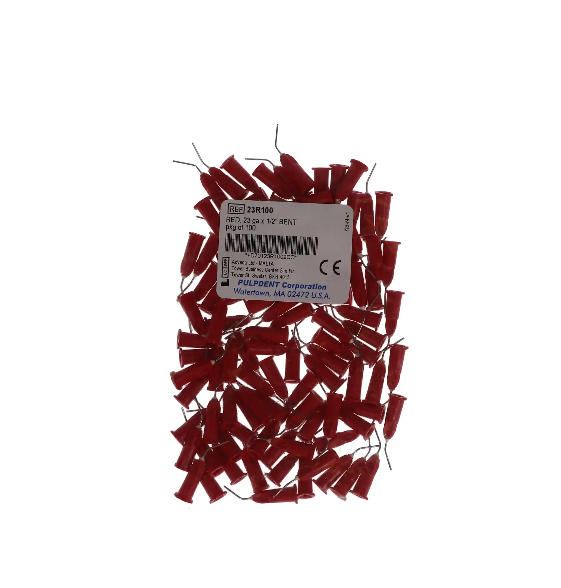 Pulpdent Pre-Bent Syringe Applicator Tips, 23 Gauge, 1/2", Red, Luer Lock, 100/Pk, 23R100 thumbnail 6