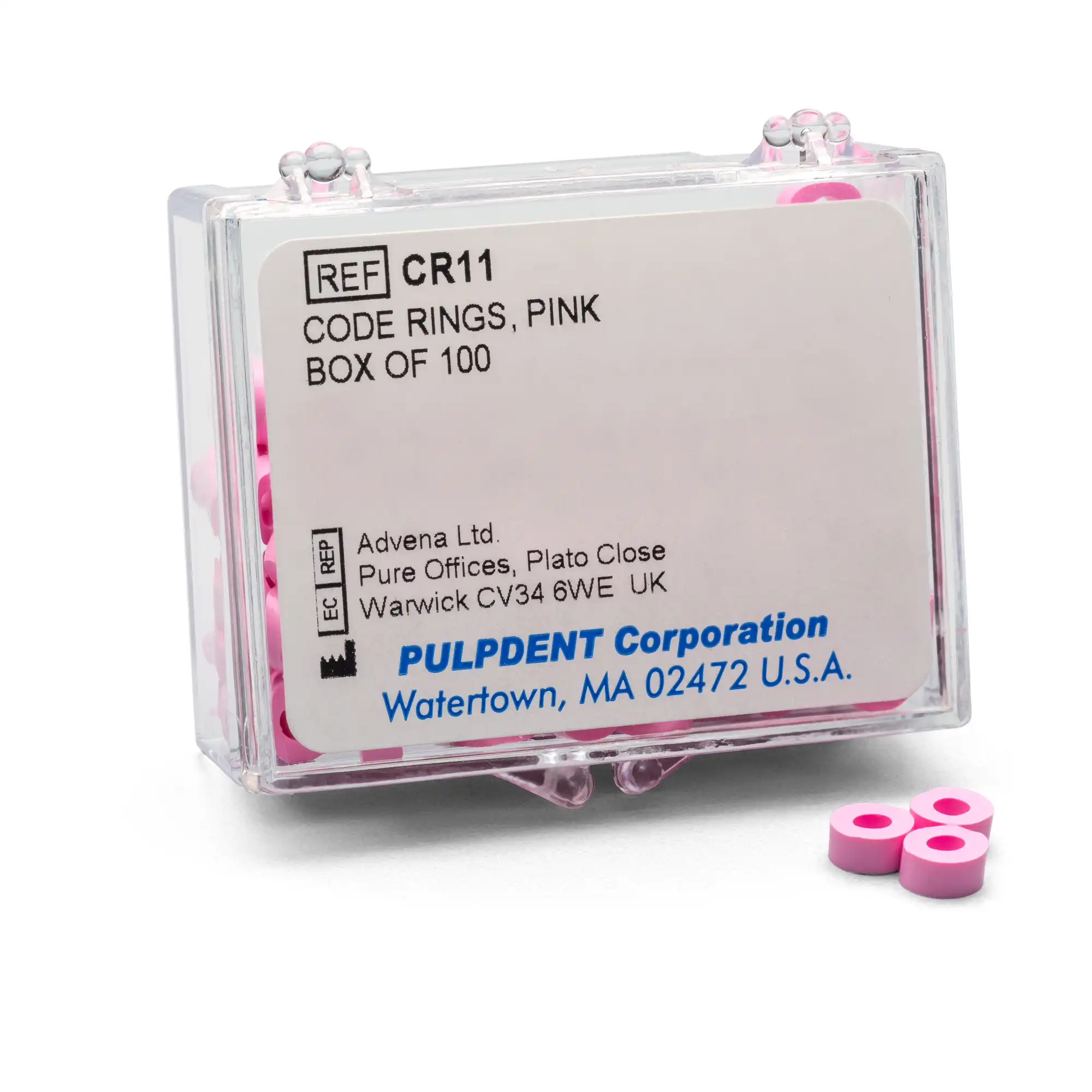 Pulpdent Silicone Code Rings, Standard, 1/8" ID x 1/8" Wide, Pink, 100/Pk, CR11 thumbnail 2