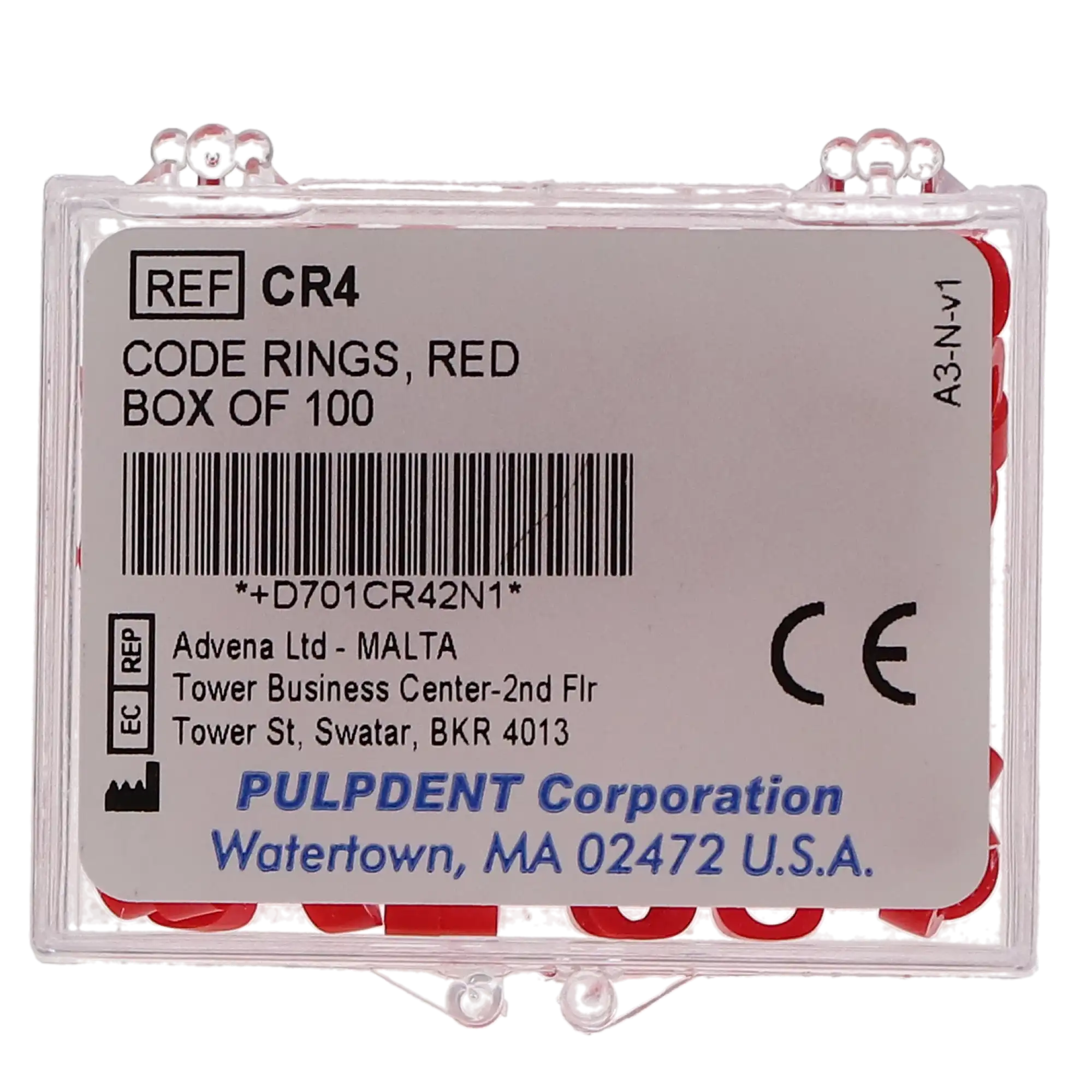 Pulpdent Silicone Code Rings, Standard, 1/8" ID x 1/8" W, Red, 100/Pk, CR4 thumbnail 5