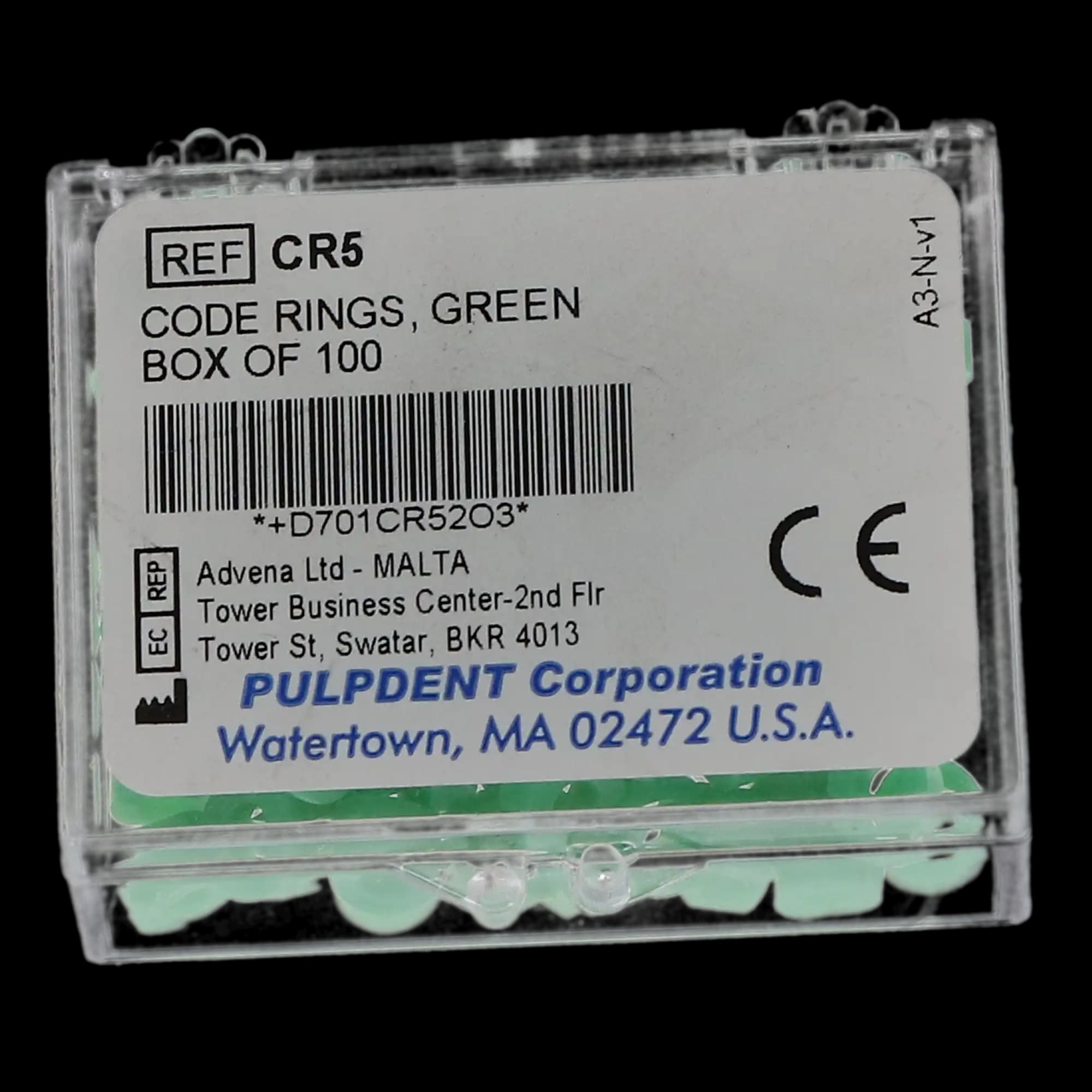 Pulpdent Silicone Code Rings, Standard, 1/8" ID x 1/8" Wide, Green, 100/Pk, CR5 thumbnail 5
