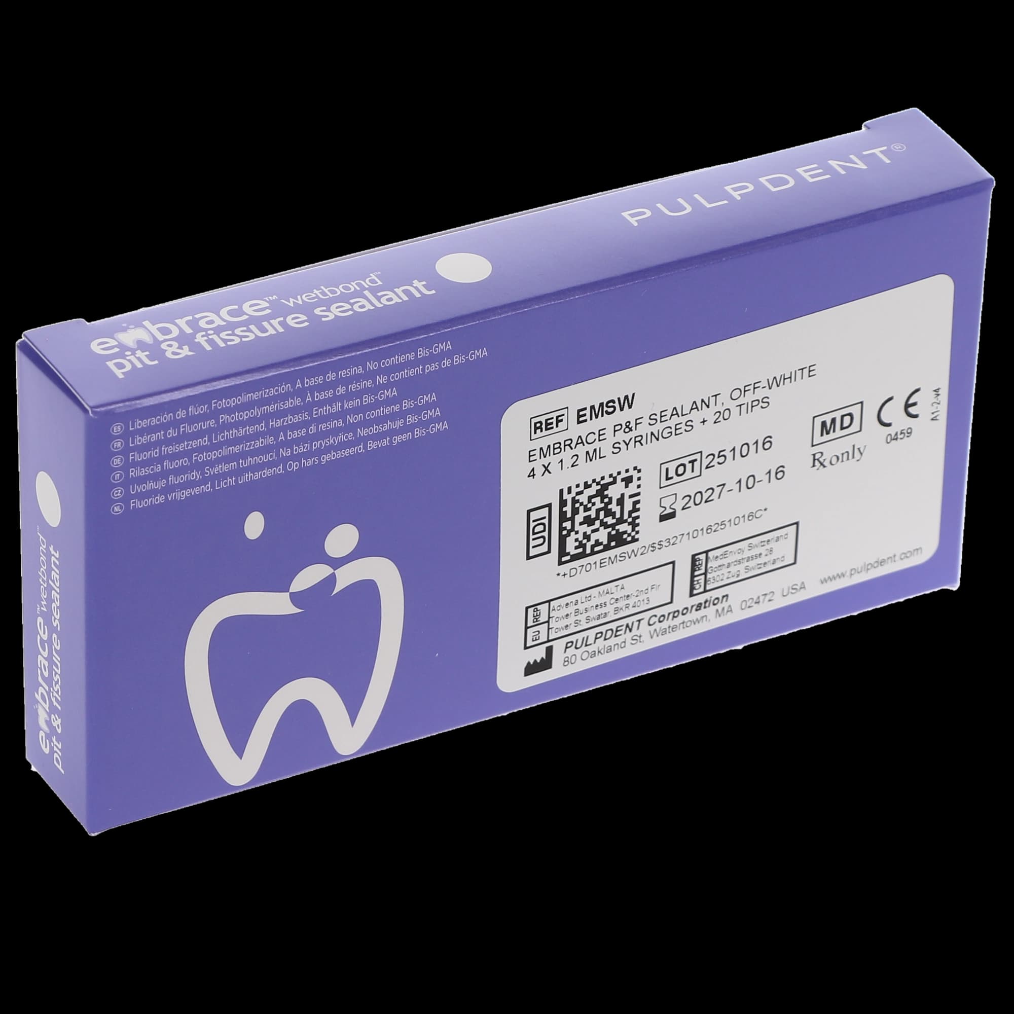 Pulpdent Embrace WetBond Pit & Fissure Sealant, Off-White, 1.2 mL Syringe, 4/Pk, EMSW thumbnail 9