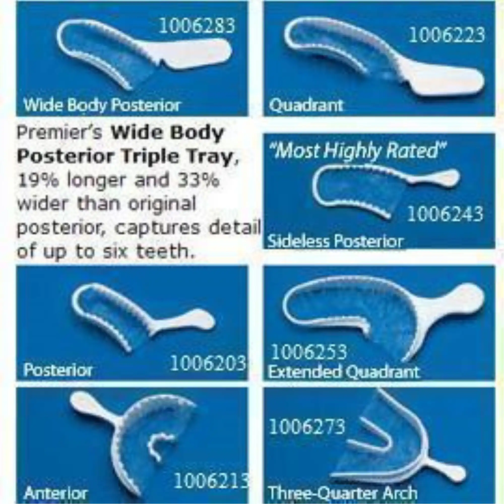 Premier Triple Tray Impression Trays, Three-Quarter Arch, 35/Pk, 1006273 thumbnail 2