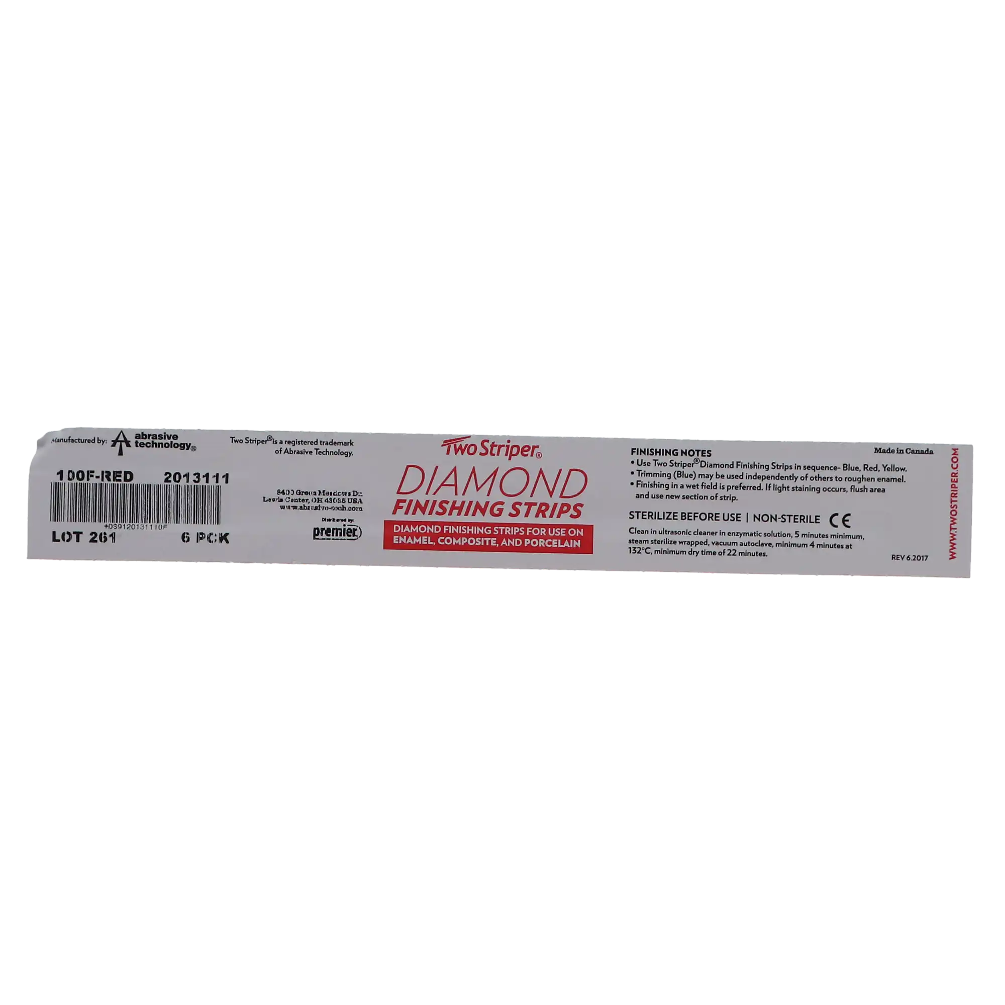 Two Striper (Compo-Strip) Diamond Finishing Strips, 100F Red, 2.5 mm, 45 Micron, Single-Sided, 6/Pk, 2013111 thumbnail 9
