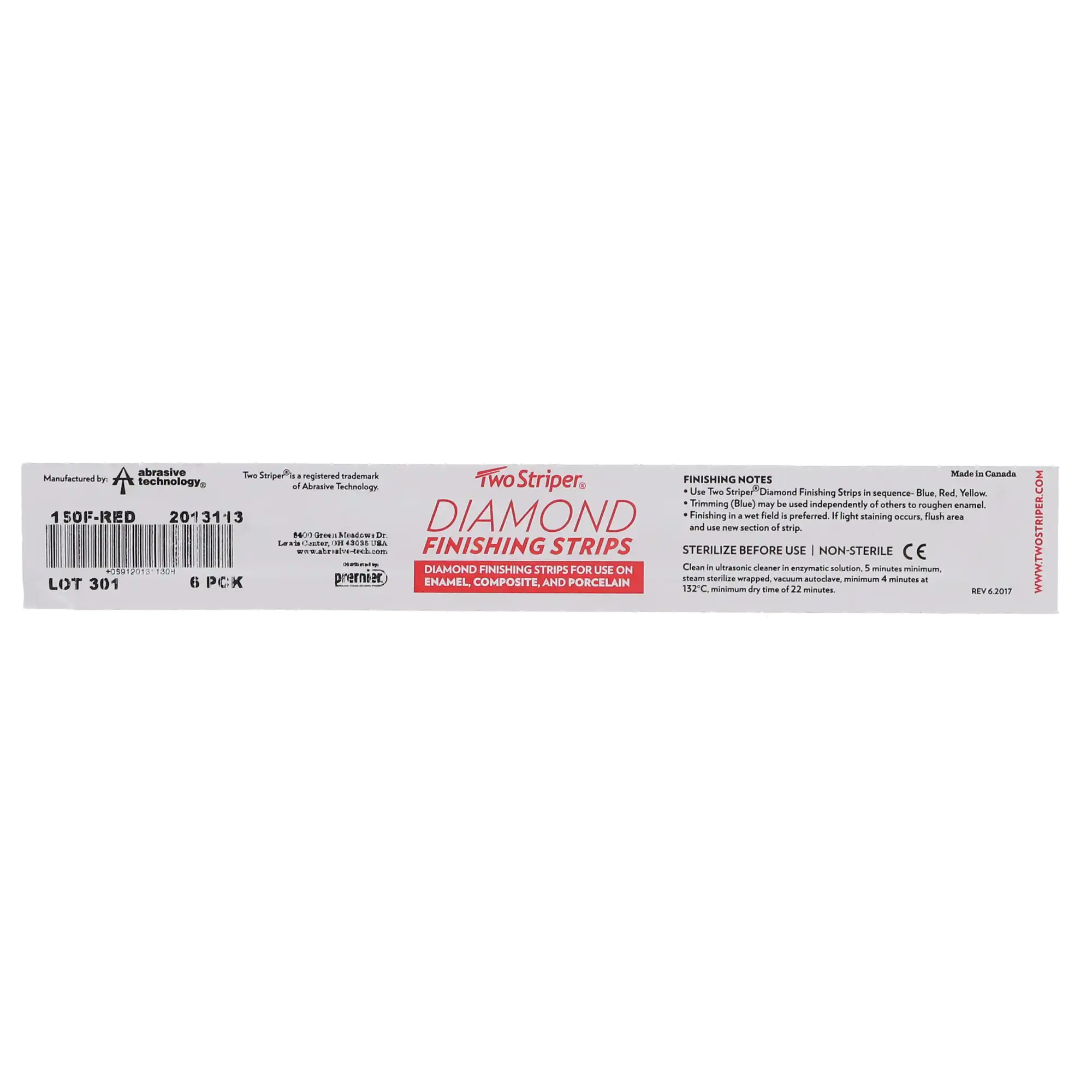 Two Striper (Compo-Strip) Diamond Finishing Strips, 150F Red, 3.75 mm, 45 Micron, Single-Sided, 6/Pk, 2013113 thumbnail 9