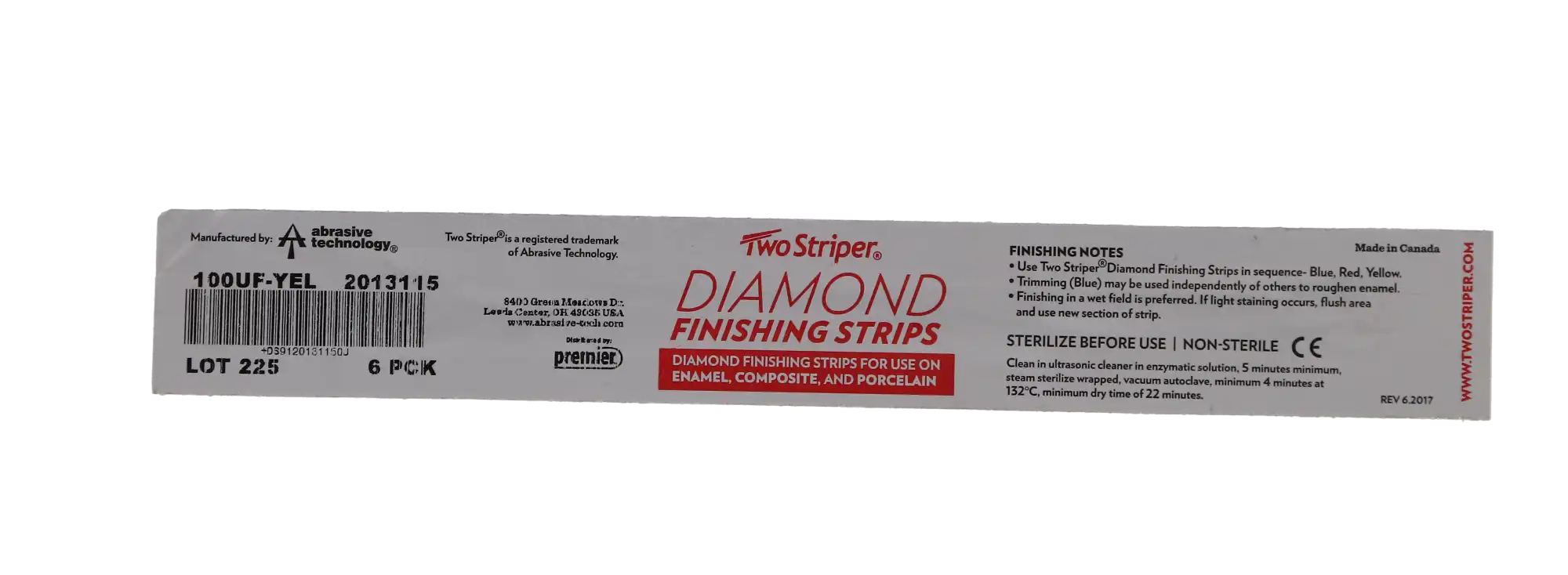 Two Striper (Compo-Strip) Diamond Finishing Strips, 100UF Ultra-Finishing, Yellow, 2.5 mm, 20 Micron, 6/Pk, 2013115 thumbnail 9