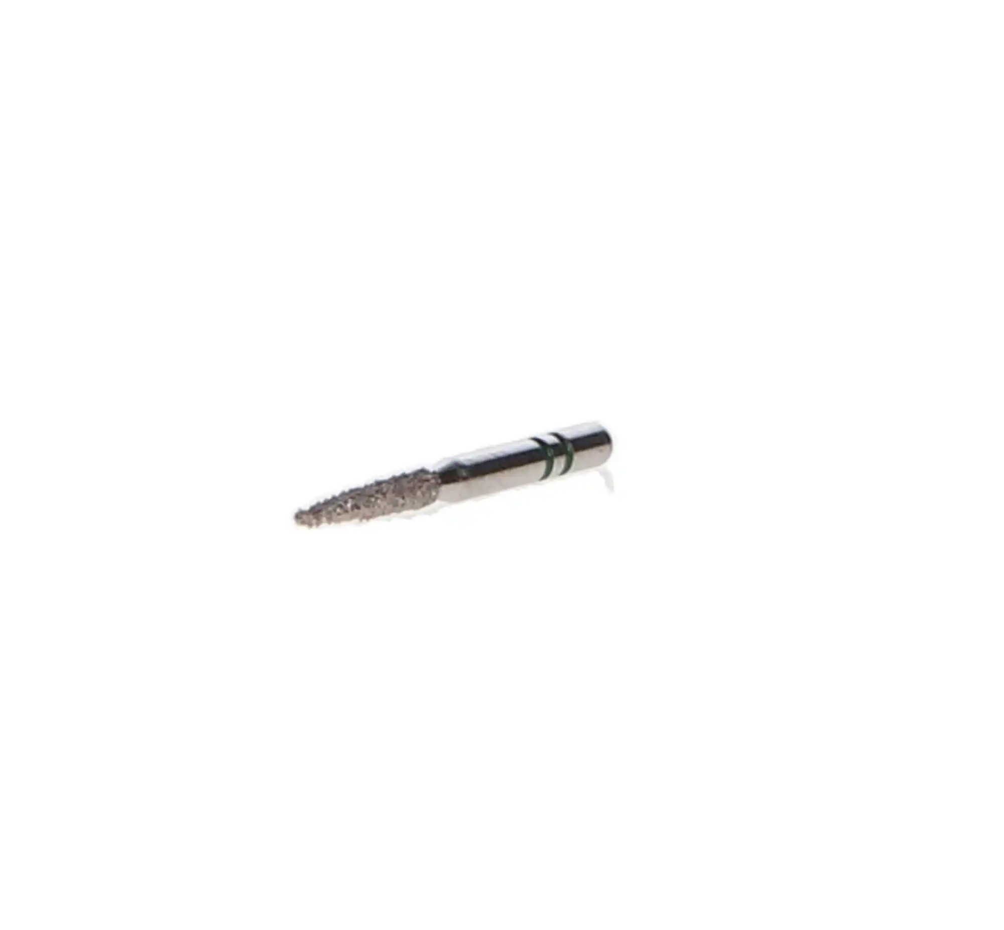 Two Striper Diamond Bur, FG, Flame, 260.8C, 1.4 mm Major/0.4 mm Minor Diameter, 8 mm Length, Coarse, Green, 5/Pk, 2015123 thumbnail 4