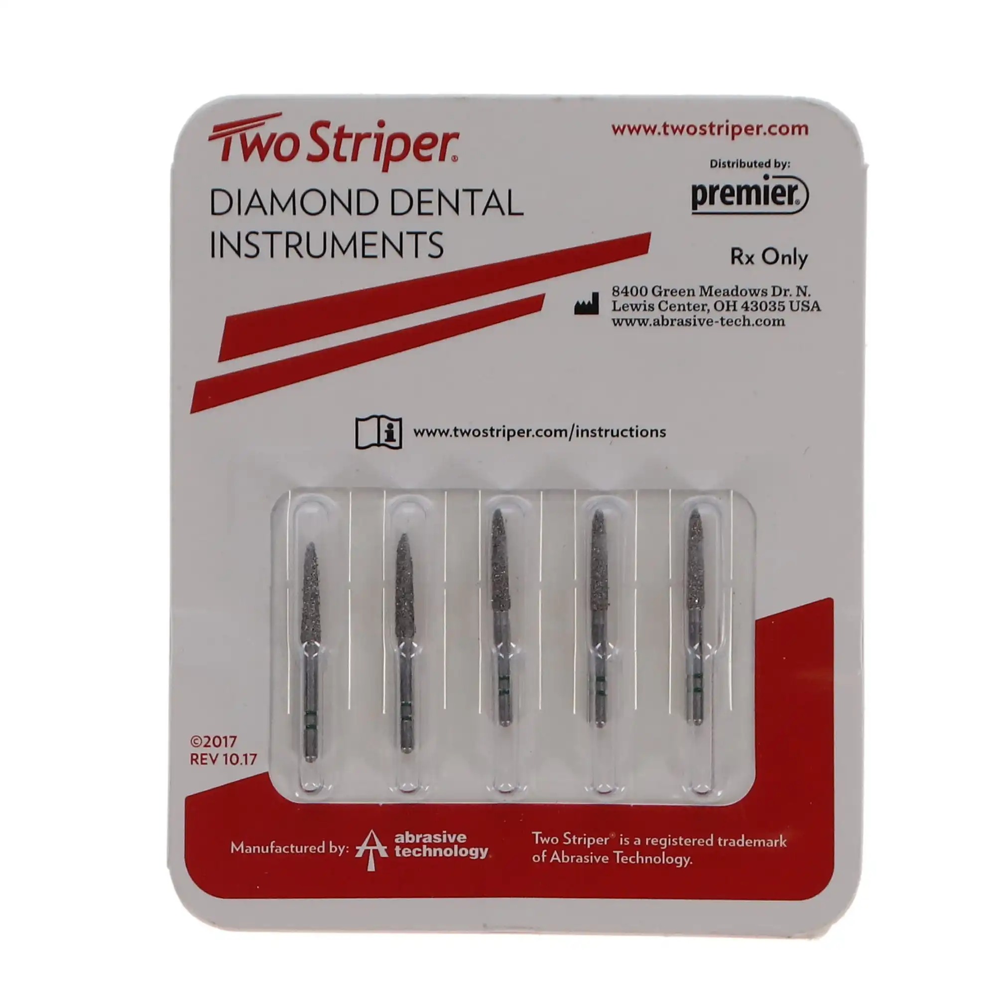 Two Striper Diamond Burs, FG, Flame, 270.9C, 1.9 mm Major Diameter, Coarse, Green, 5/Pk, 2015139 thumbnail 6