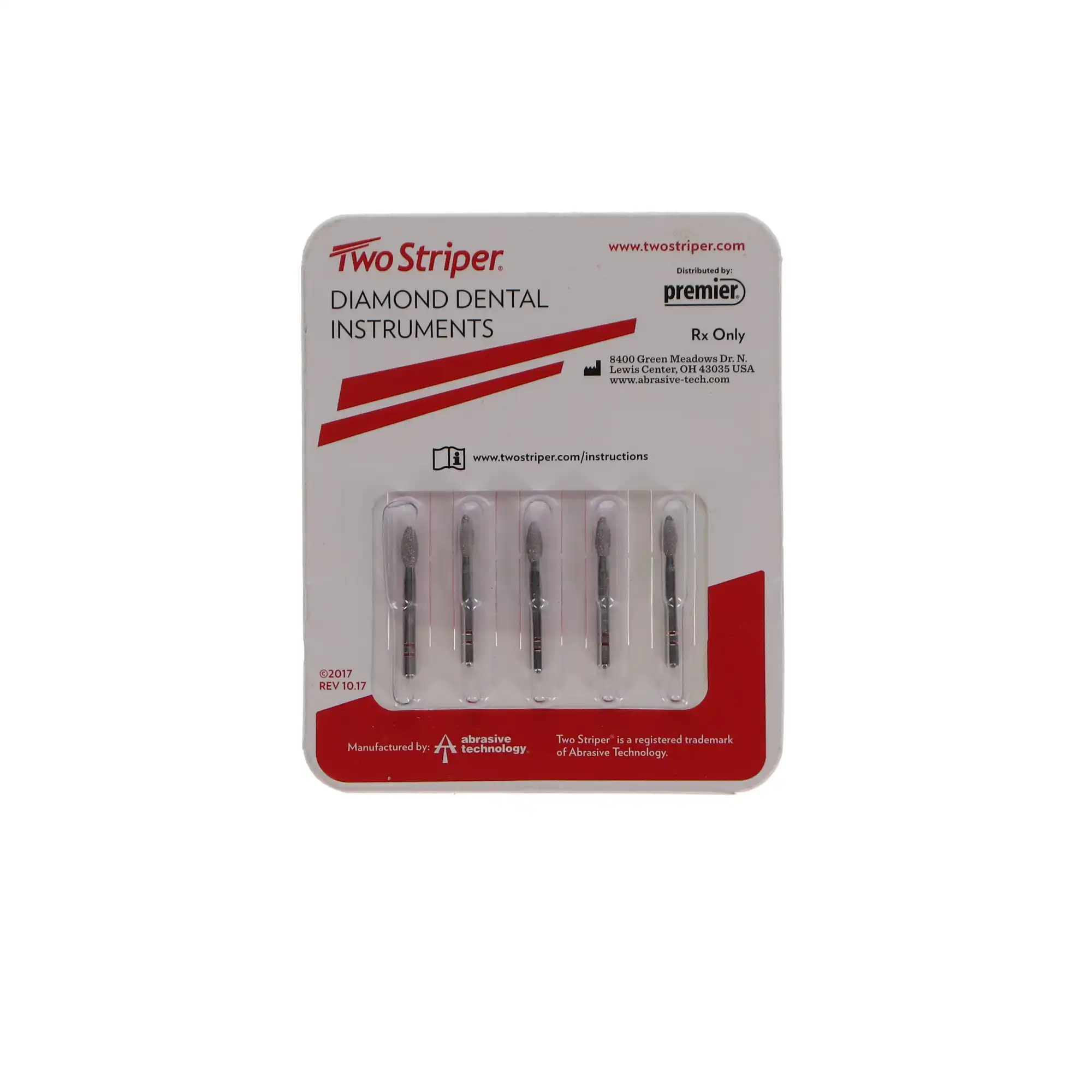 Two Striper Diamond Bur, FG, Football, 285.5F, Fine, Red, 2.3 mm Major Diameter, 5/Pk, 2015173 thumbnail 5
