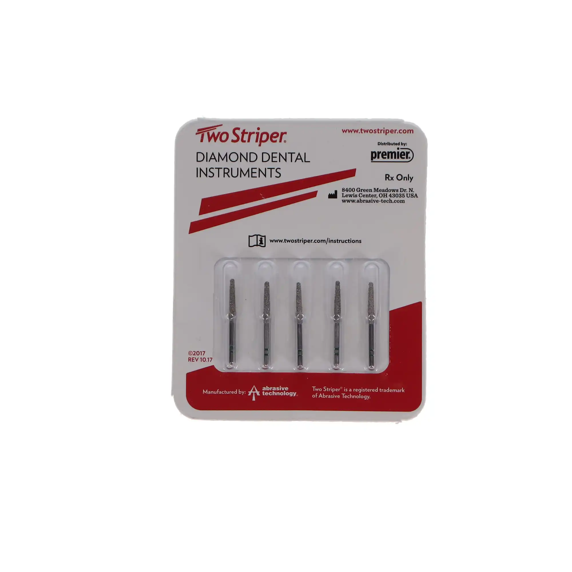 Two Striper Diamond Bur, FG, Round-End Taper, #770.10C, 1.8 mm Major/1.1 mm Minor Diameter, 10 mm Head Length, Coarse, Green, 5/Pk, 2015459 thumbnail 5