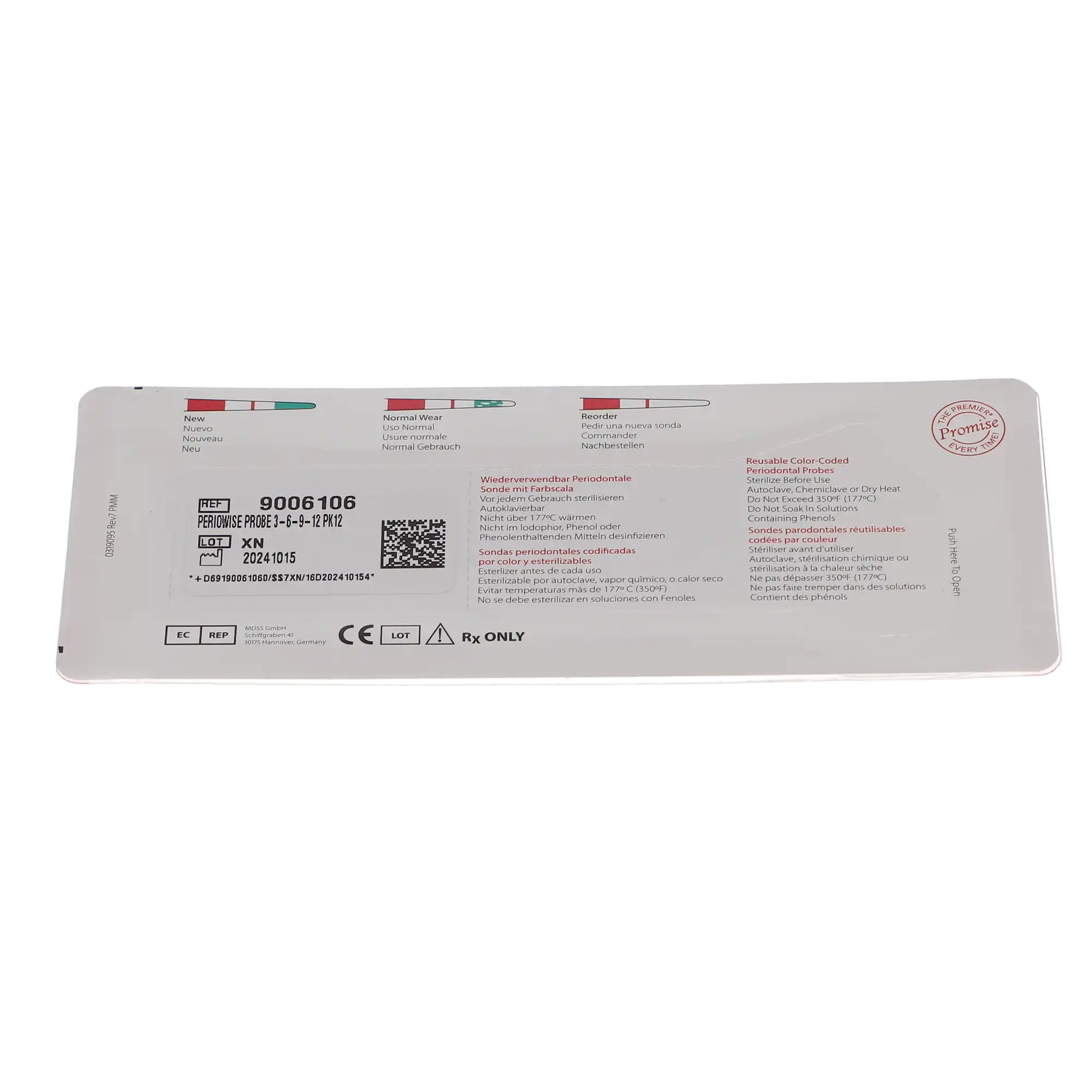 PerioWise Periodontal Probes, 3-6-9-12 mm, Single End, Color-Coded, 12/Pk, 9006106 thumbnail 4
