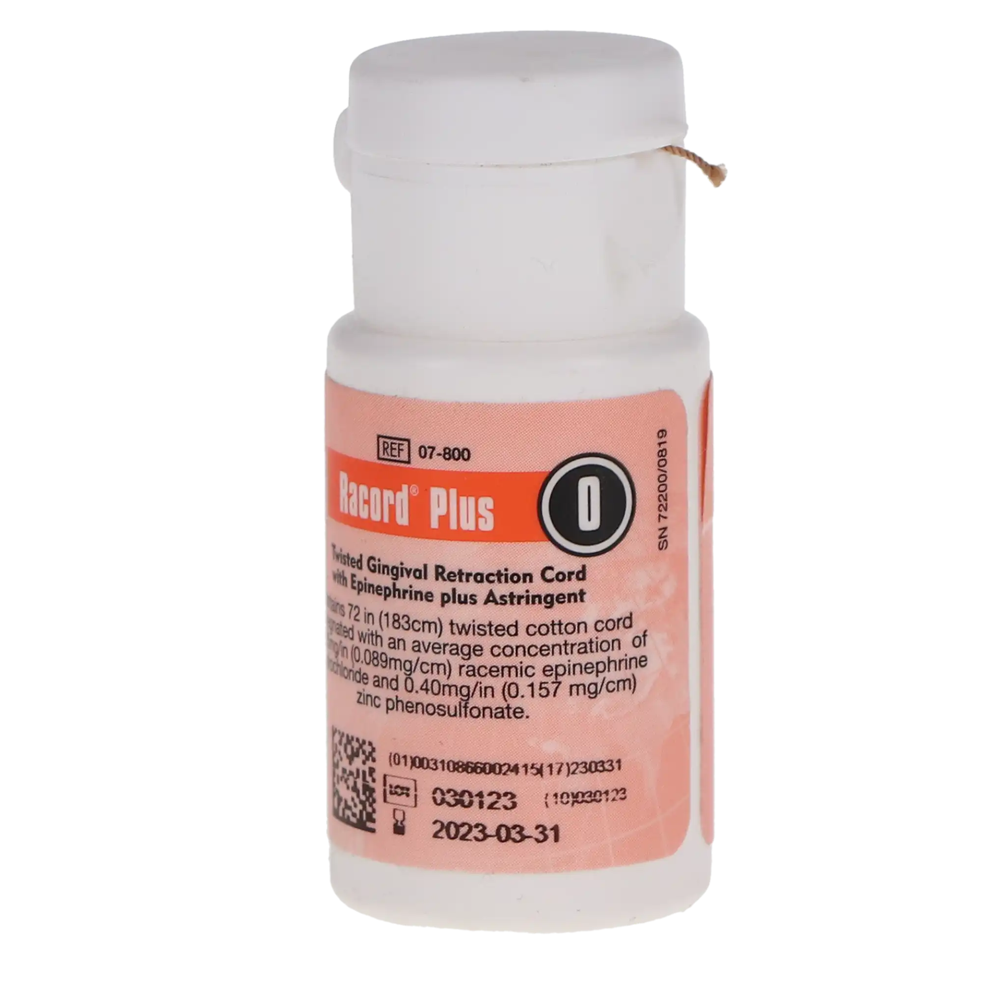 Racord II Twisted Retraction Cord, with Epinephrine & Zinc, Size 0, #8 Thin, 72 in, 1/Pk, 07-800 thumbnail 2