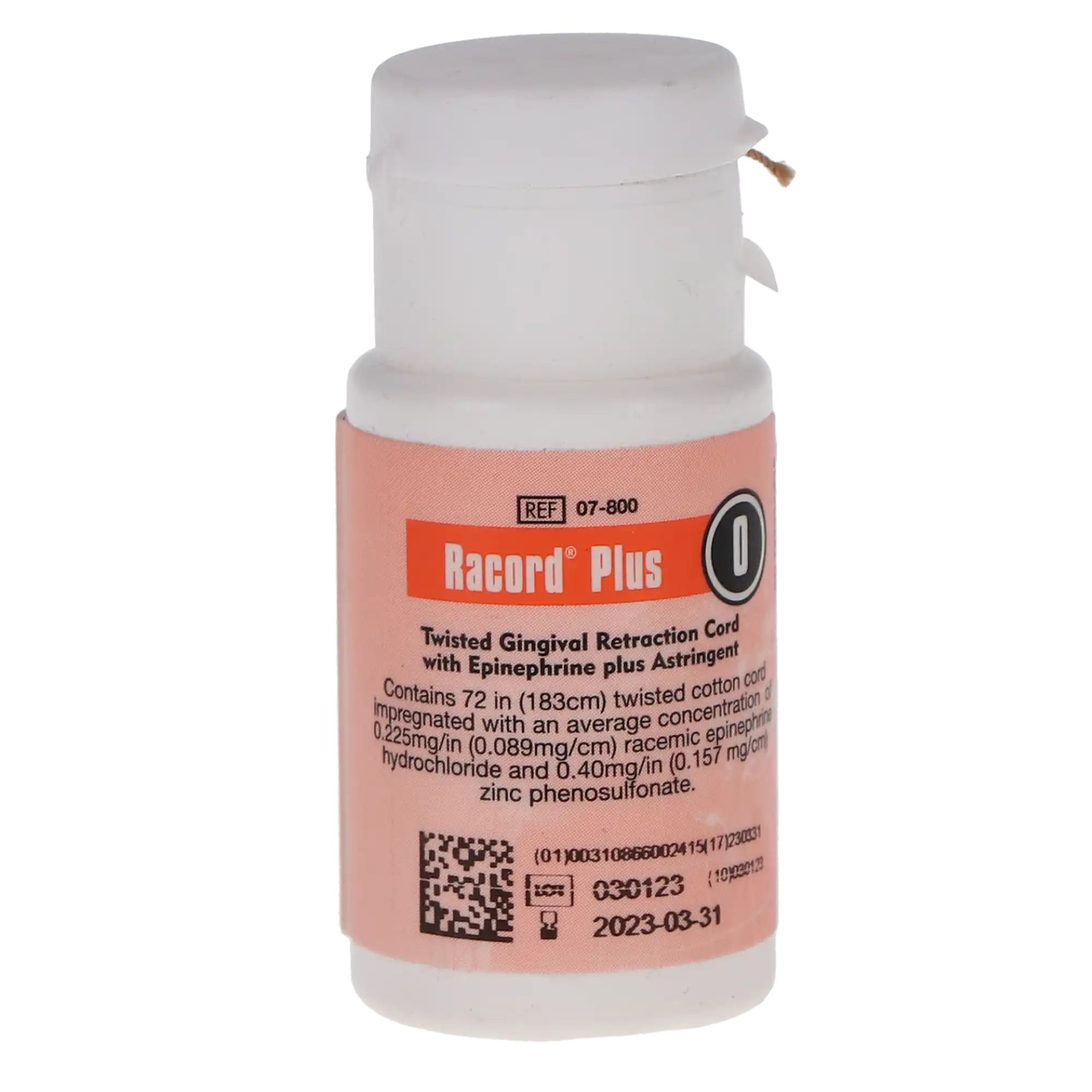 Racord II Twisted Retraction Cord, with Epinephrine & Zinc, Size 0, #8 Thin, 72 in, 1/Pk, 07-800 thumbnail 6