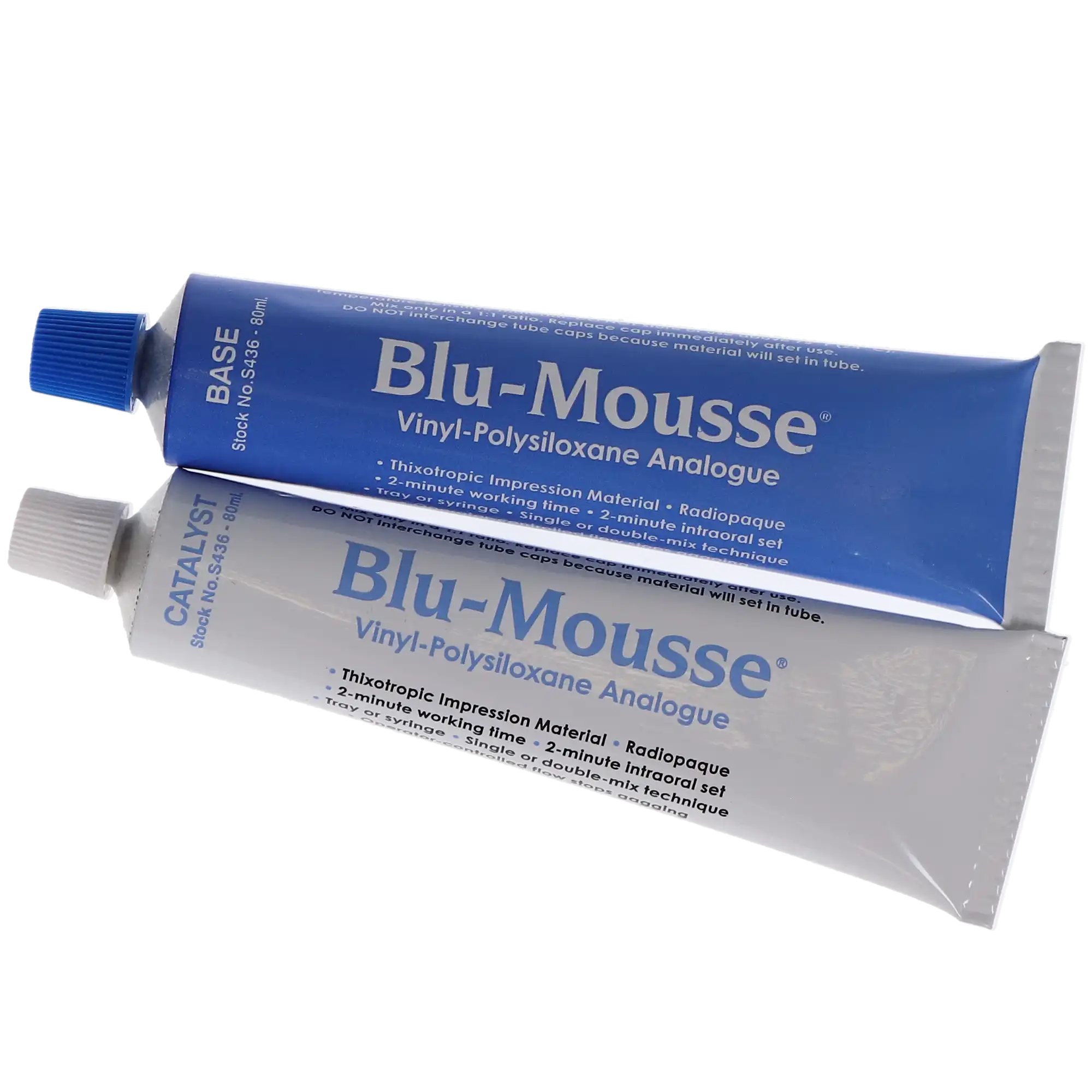 Blu-Mousse Classic VPS Bite Registration Material, 2-Minute Set, 80 mL Base & Catalyst Tubes, 2/Pkg, S436 thumbnail 6