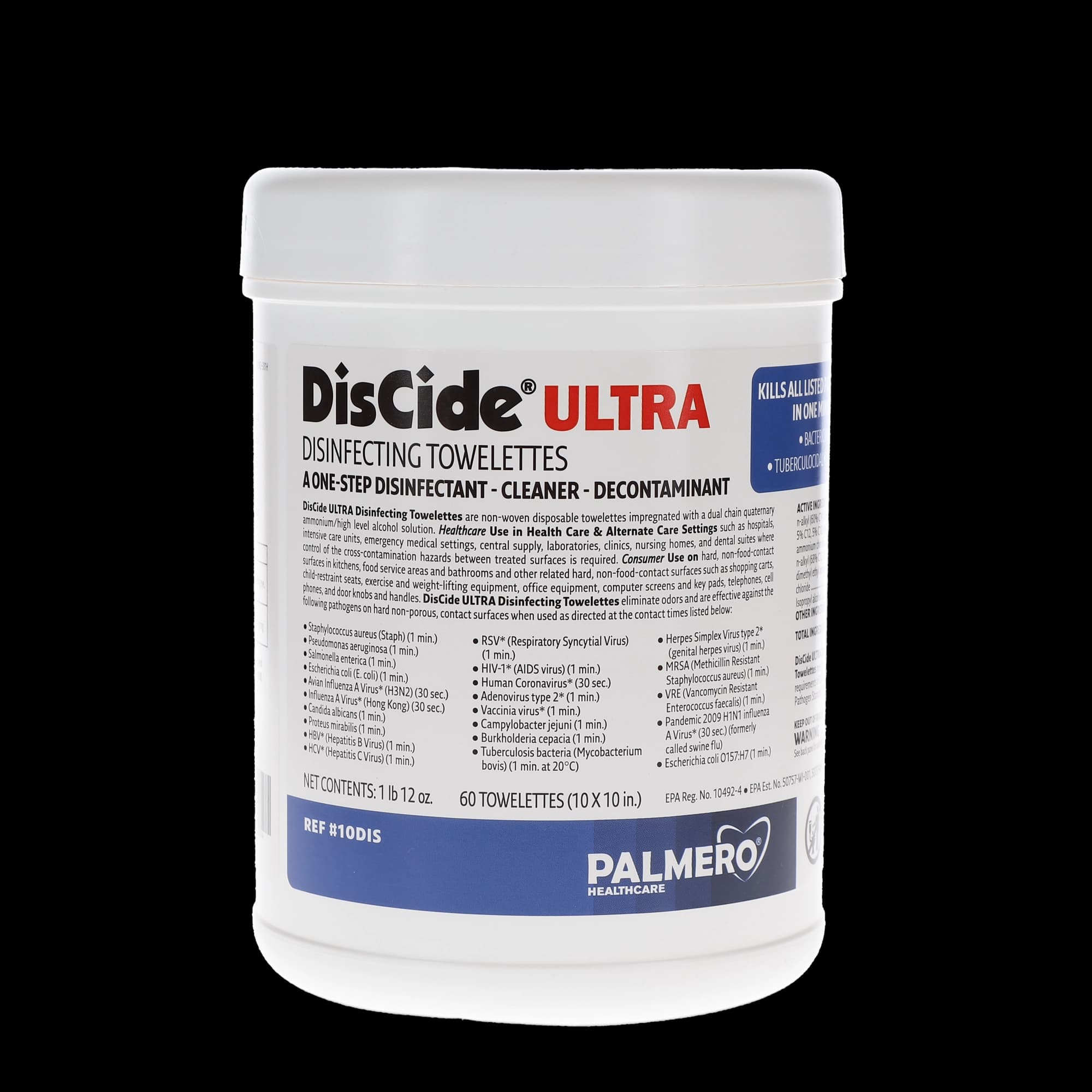 DisCide Ultra Disinfecting Towelettes, 10.5" x 10", 60/Canister, 10DISXL thumbnail 6