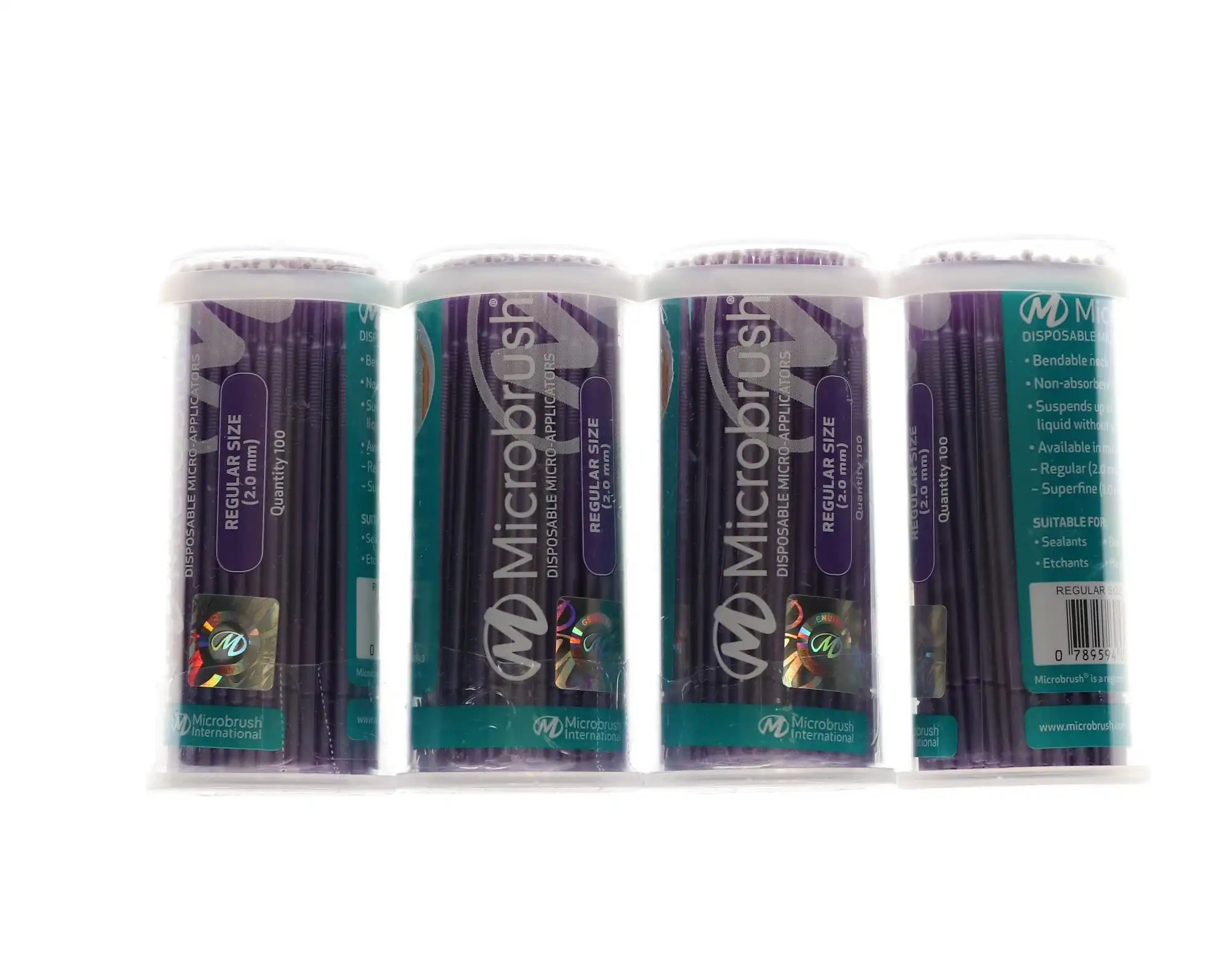 Microbrush Tube Series Applicators, Regular, Purple, 2mm, 400/Pk, MRP400 thumbnail 4