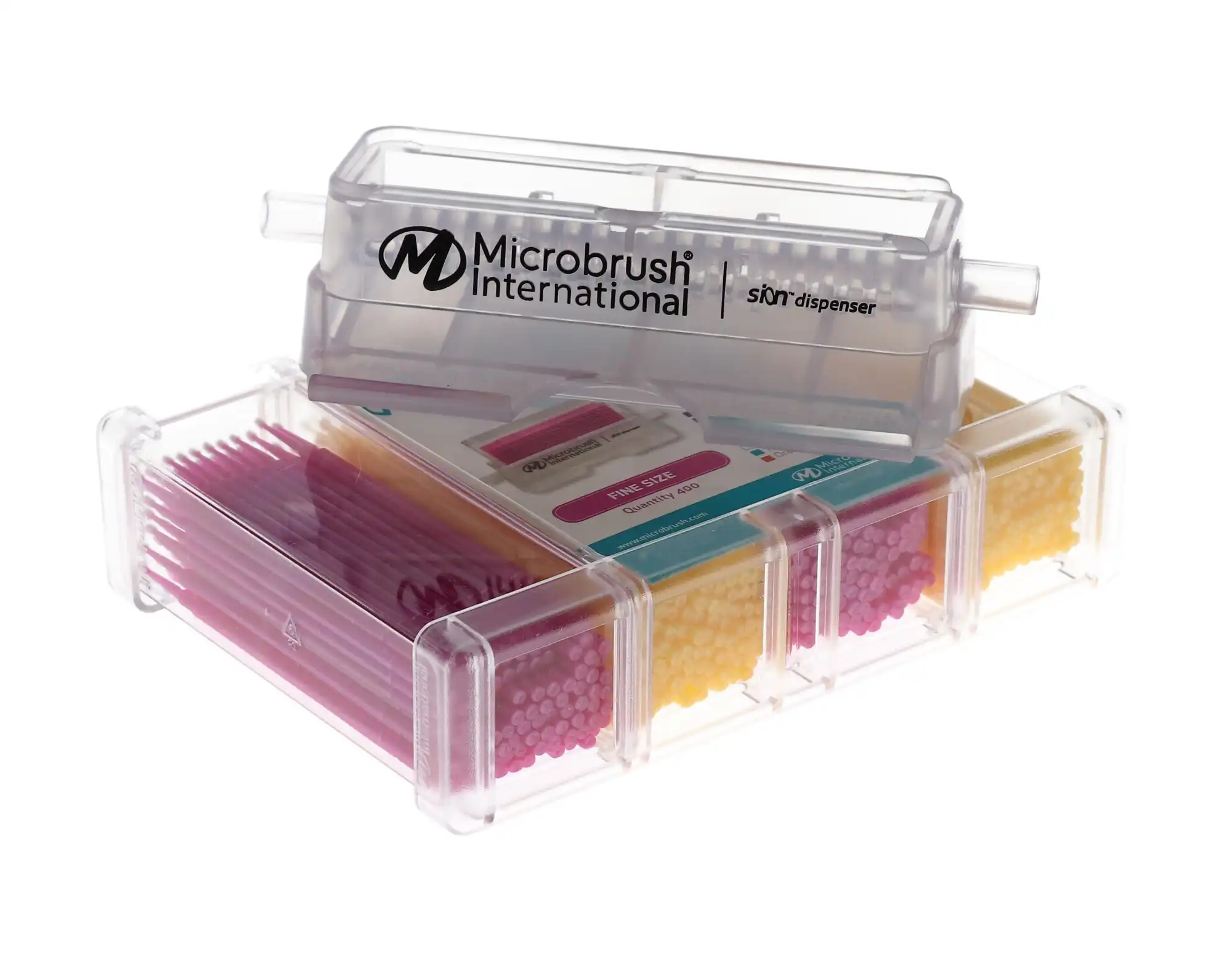 Microbrush Plus Dispenser Kit, Fine (1.5 mm), Assorted Pink/Yellow, 400 Applicators (4 x 100) with Dispenser, PF400-KIT thumbnail 10