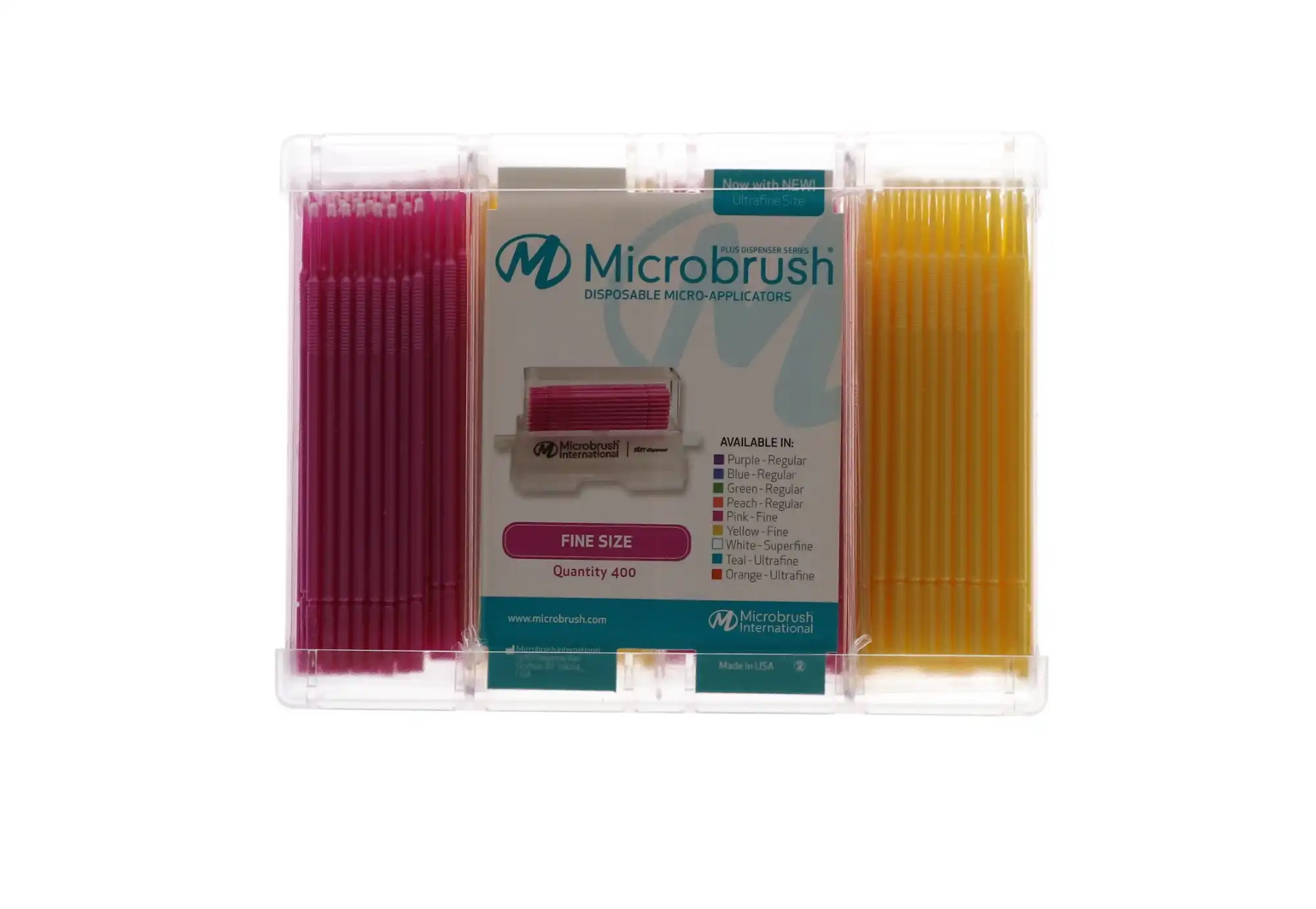 Microbrush Plus Dispenser Kit, Fine (1.5 mm), Assorted Pink/Yellow, 400 Applicators (4 x 100) with Dispenser, PF400-KIT thumbnail 12