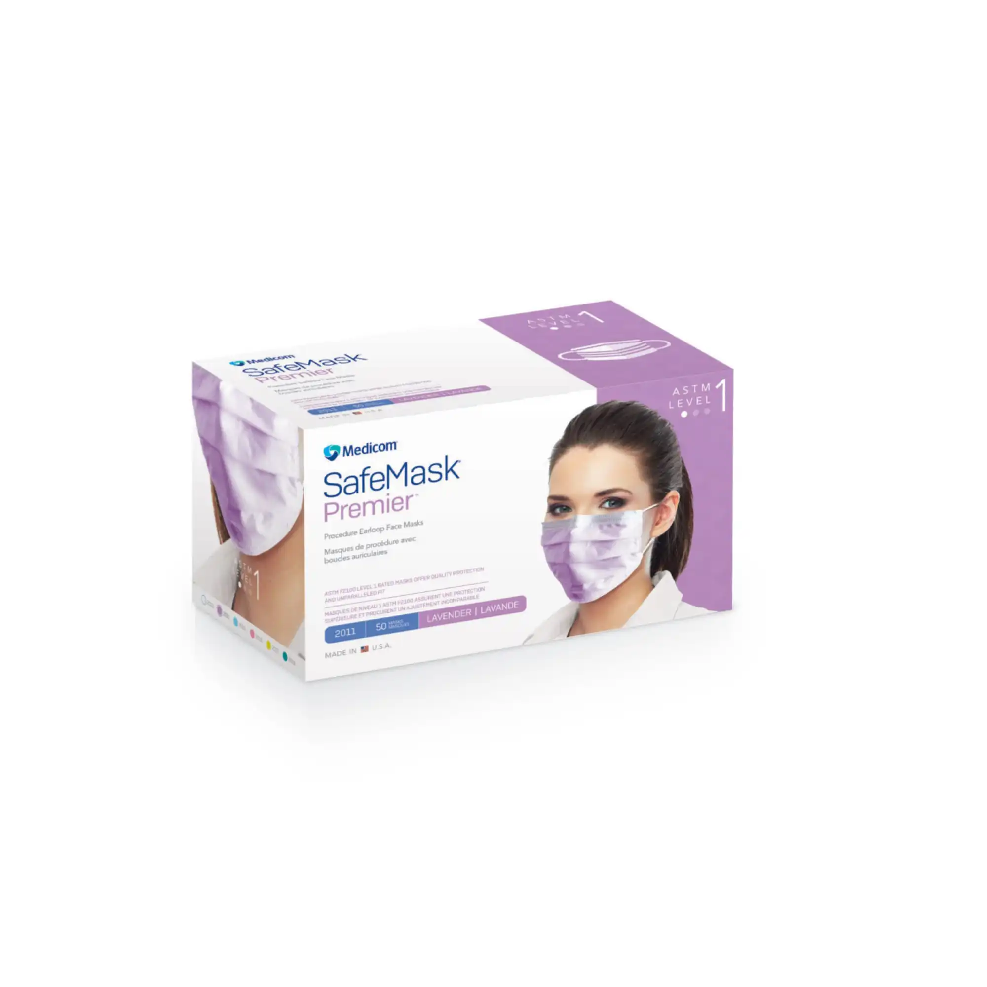 SafeMask® Premier™ Procedure Earloop Face Mask, ASTM Level 1, Lavender, 50/Box, 2011 thumbnail 11
