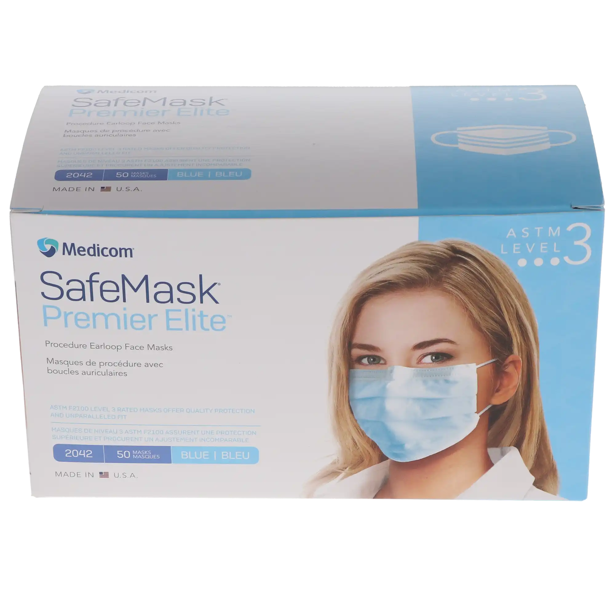 SafeMask® Premier Elite™ Procedure Earloop Face Mask, ASTM Level 3, Blue, 50/Box, 2042 thumbnail 14
