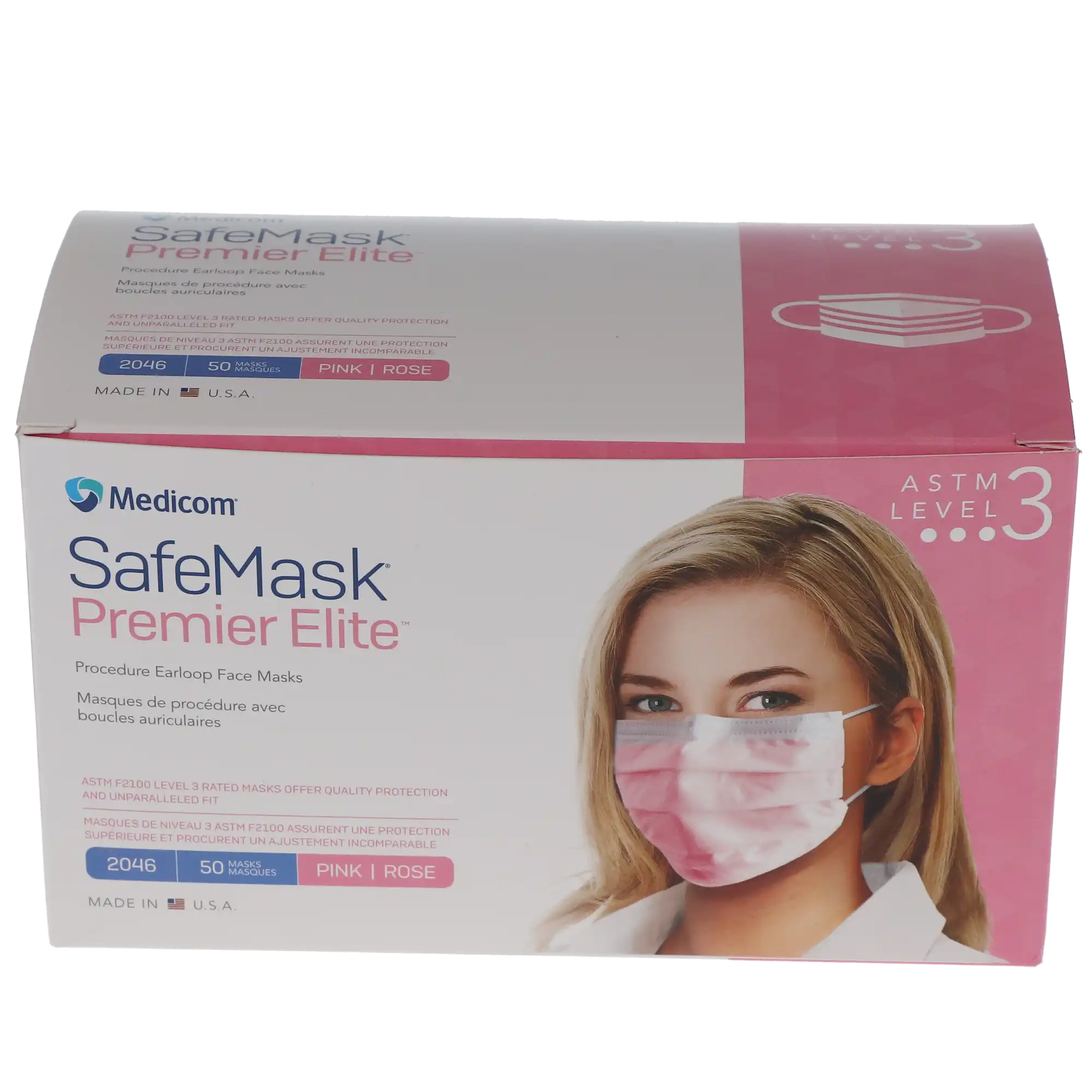 SafeMask® Premier Elite™ Procedure Earloop Face Mask, ASTM Level 3, Pink, 50/Box, 2046 thumbnail 14