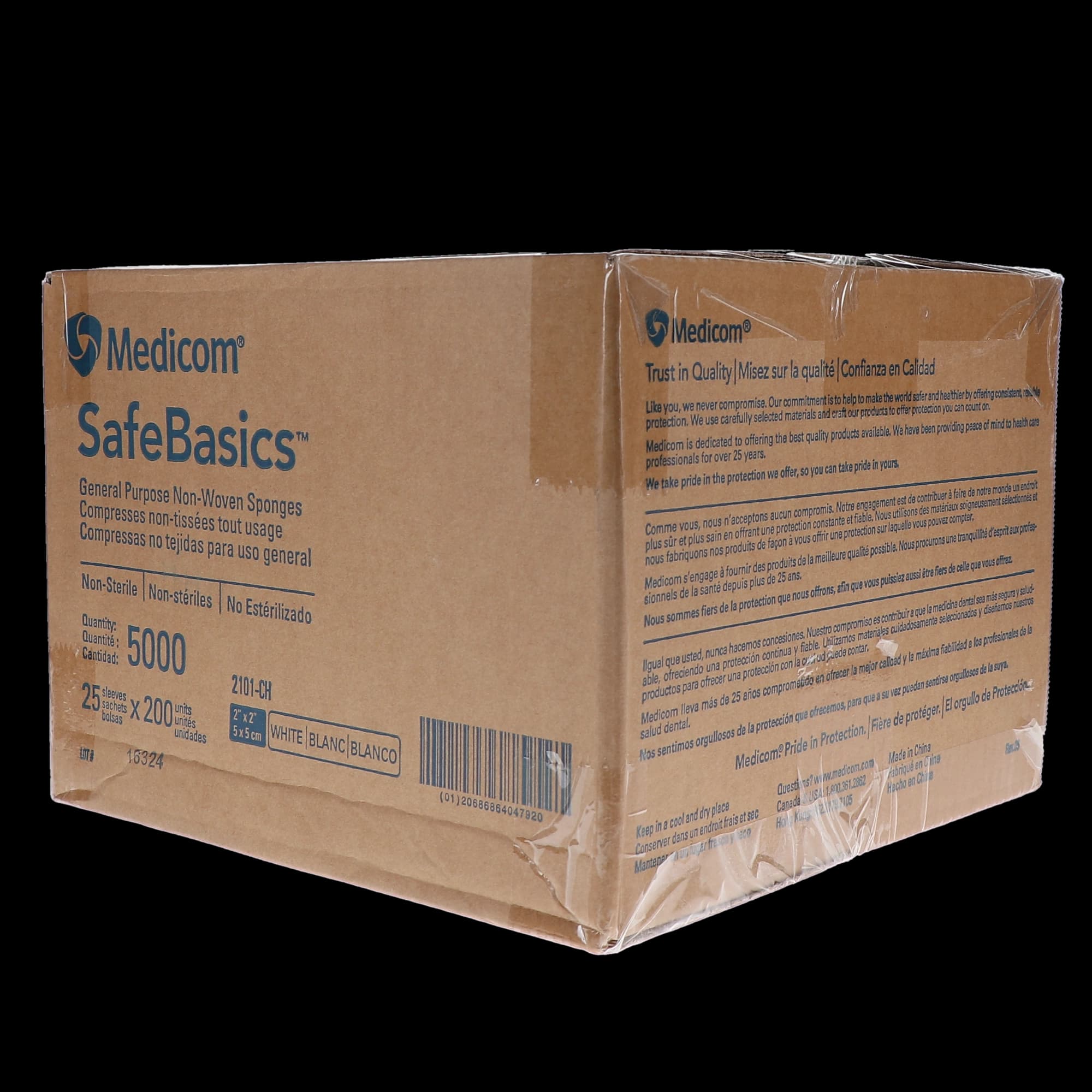 SafeBasics Non-Woven Sponges, 2" x 2", 4-Ply, Non-Sterile, 5000/Case, 2101-CH thumbnail 5