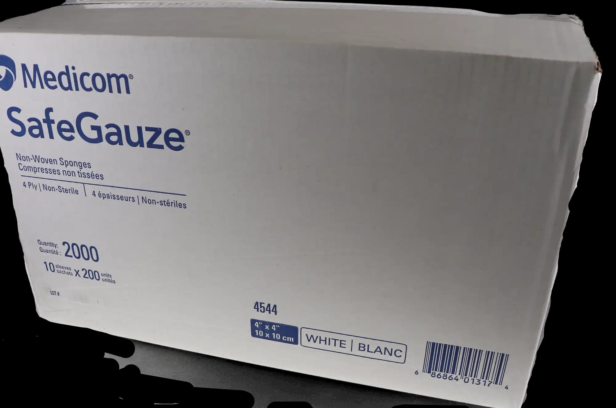 Medicom SafeGauze Premium Non-Woven Sponges with Diamond Aperture, 4" x 4", 4-Ply, Non-Sterile, 2000/Case, 4544 thumbnail 4