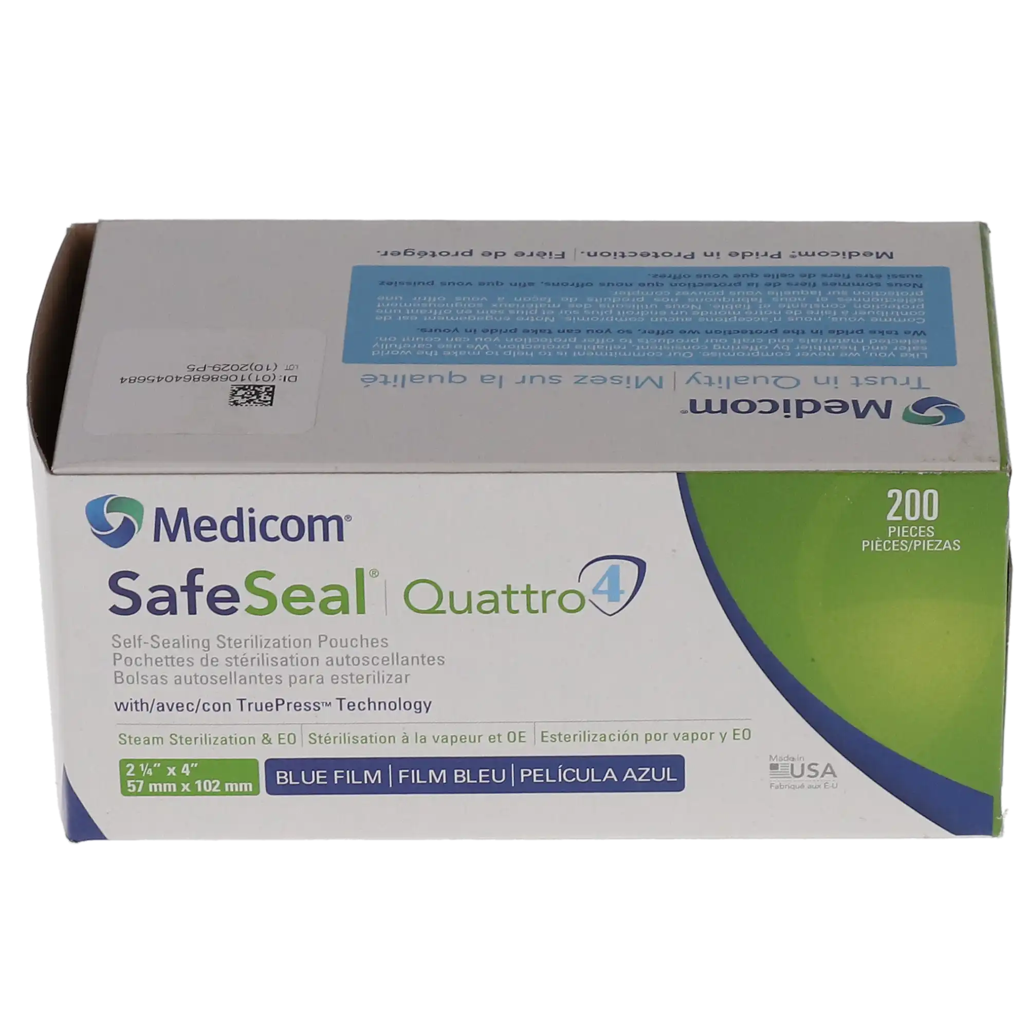 SafeSeal Quattro Self-Sealing Sterilization Pouches, 2.25" x 4", 200/Box, 88015-4 thumbnail 11