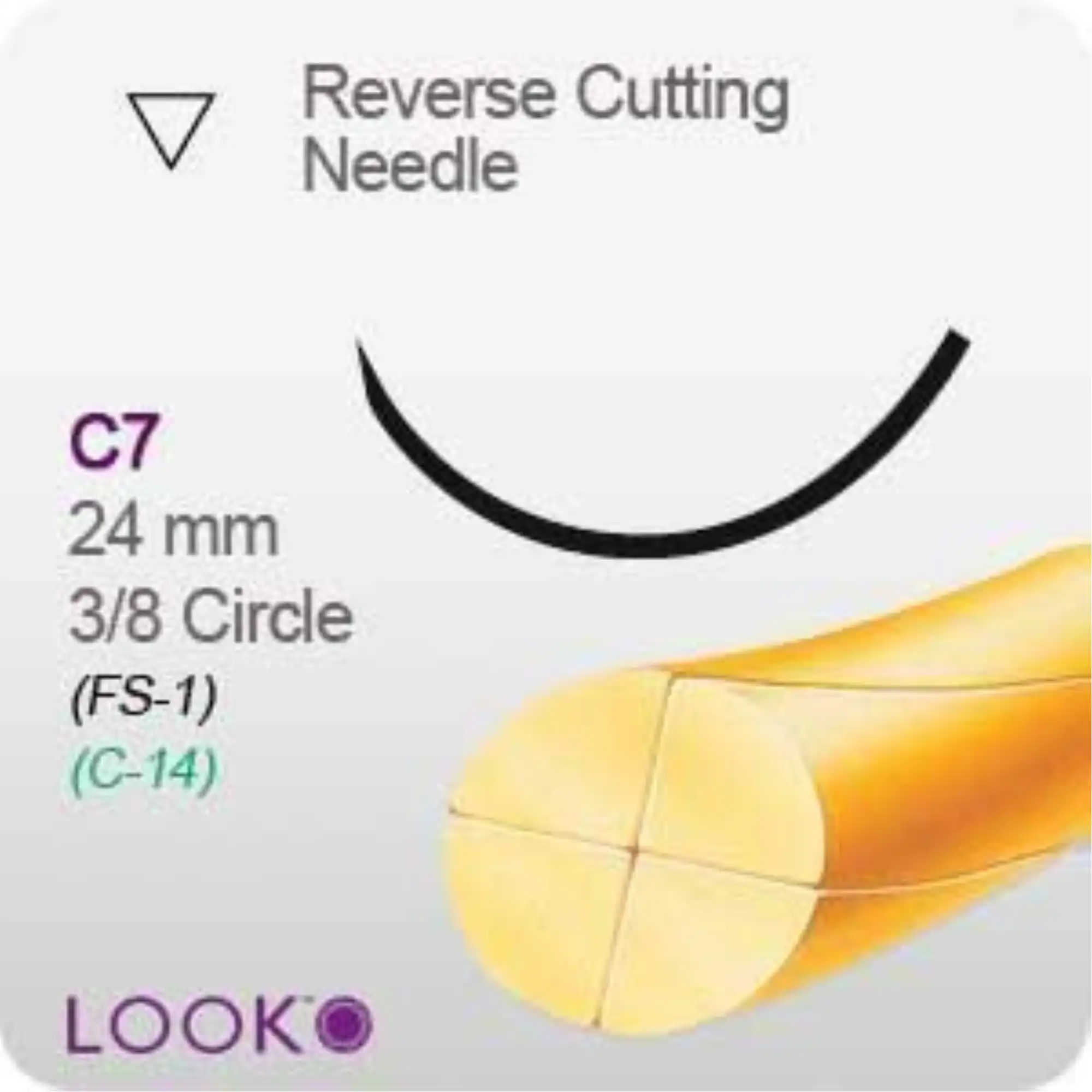 Look Chromic Gut Absorbable Suture, 5-0, 18"/45 cm, C17 Reverse Cutting Needle, 3/8 Circle, 12/Pk, 563B thumbnail 5