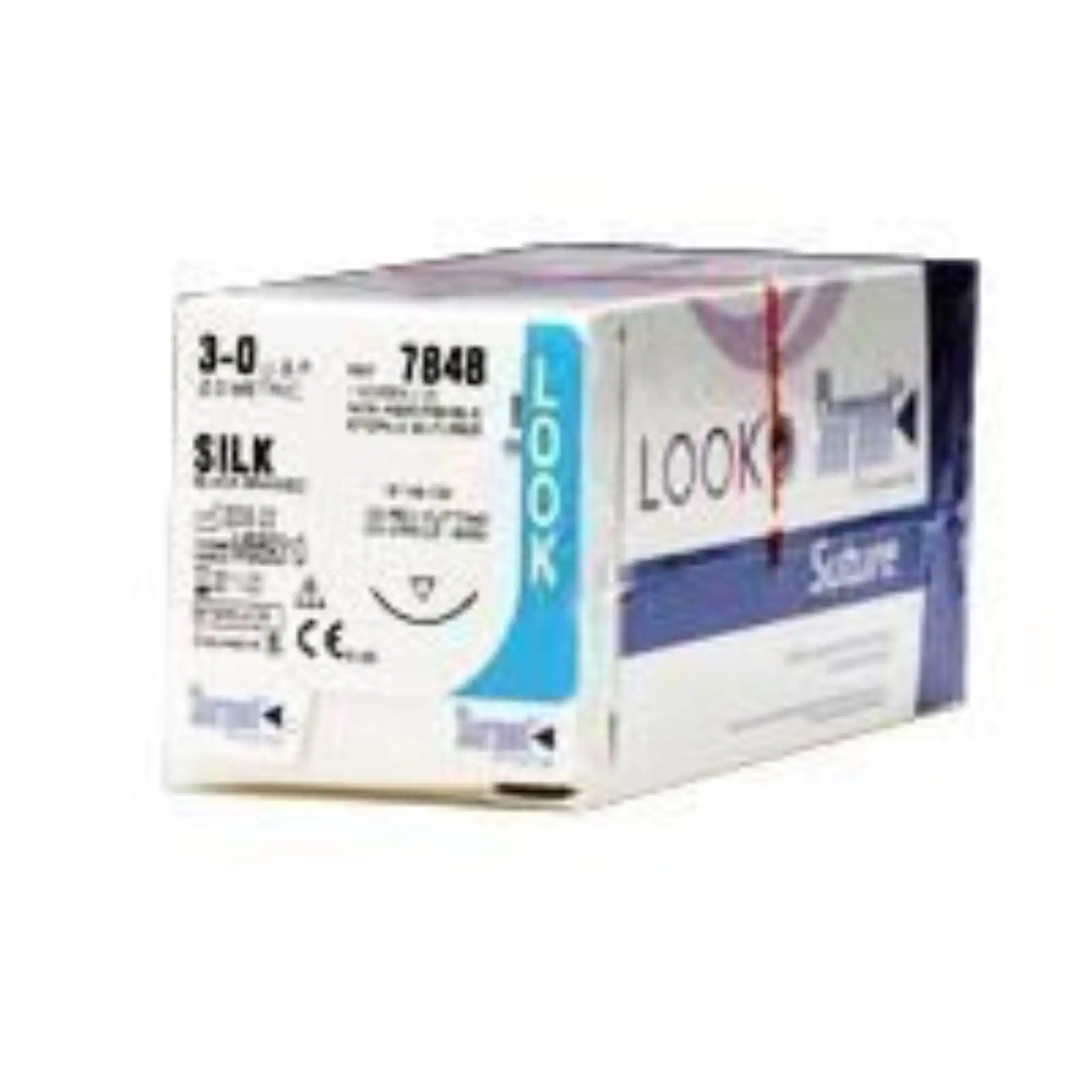 Look Silk Black Braided Non-Absorbable Suture, 4-0, 18"/45 cm, C17 Reverse Cutting Needle 3/8 Circle, 12/Box, 787B thumbnail 5