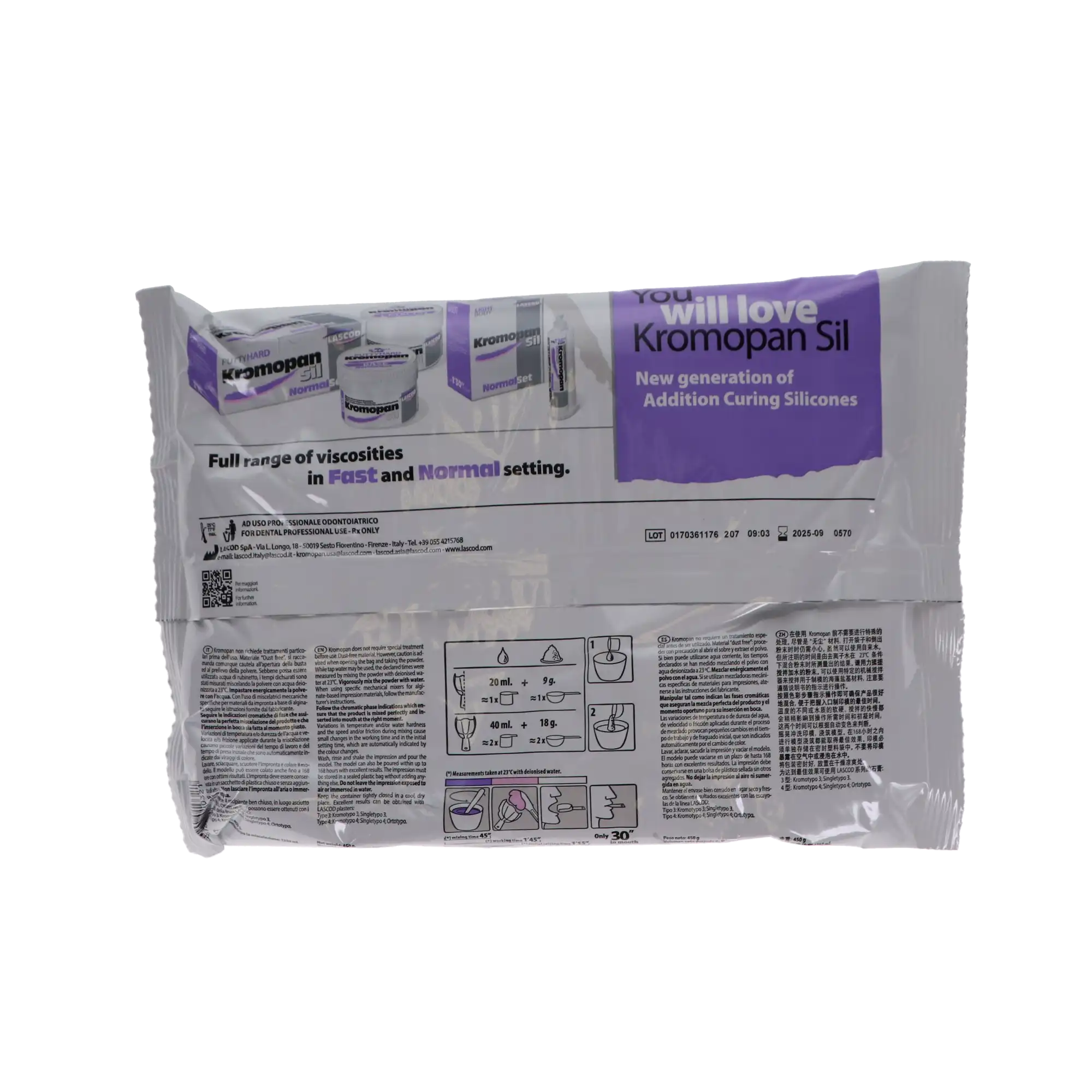 Kromopan 100 Chromatic Alginate Impression Material, Fast Set, Dust Free, Mint Flavor, 1 lb (450 g) Pouch, KRM302 thumbnail 4