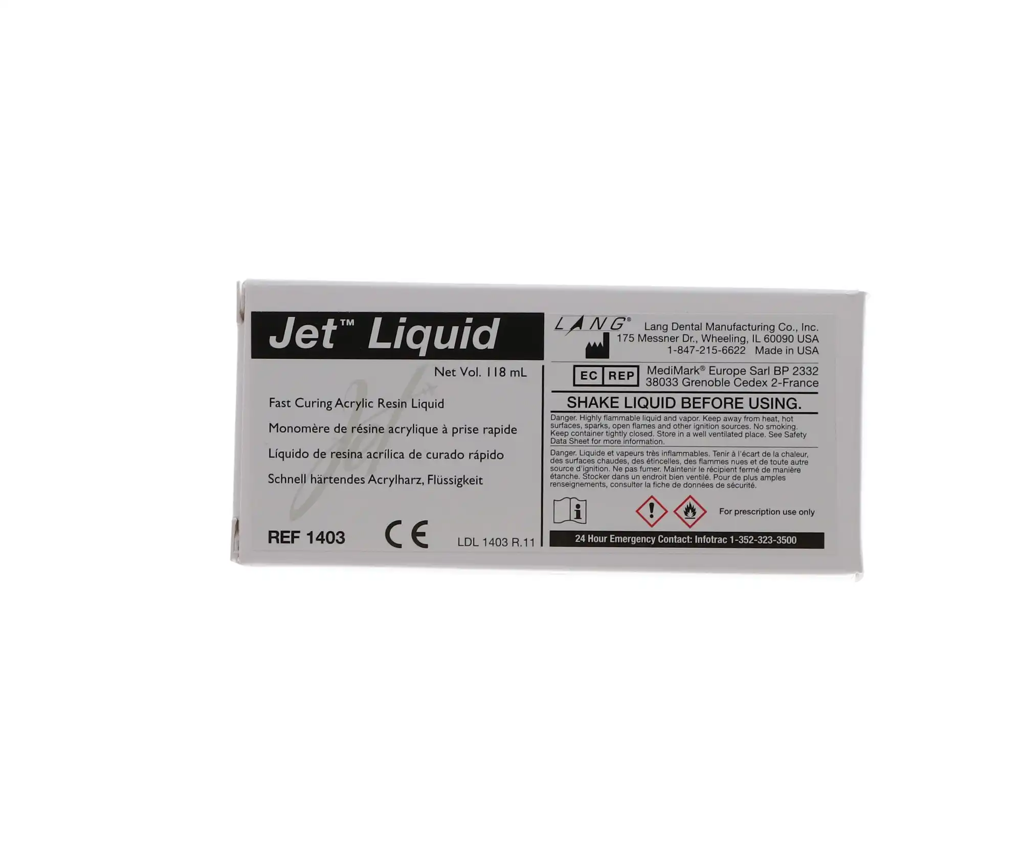 Lang Dental Jet Repair Acrylic Liquid, Self-Curing Resin, 118 ml (4 oz) Bottle, 1403 thumbnail 4
