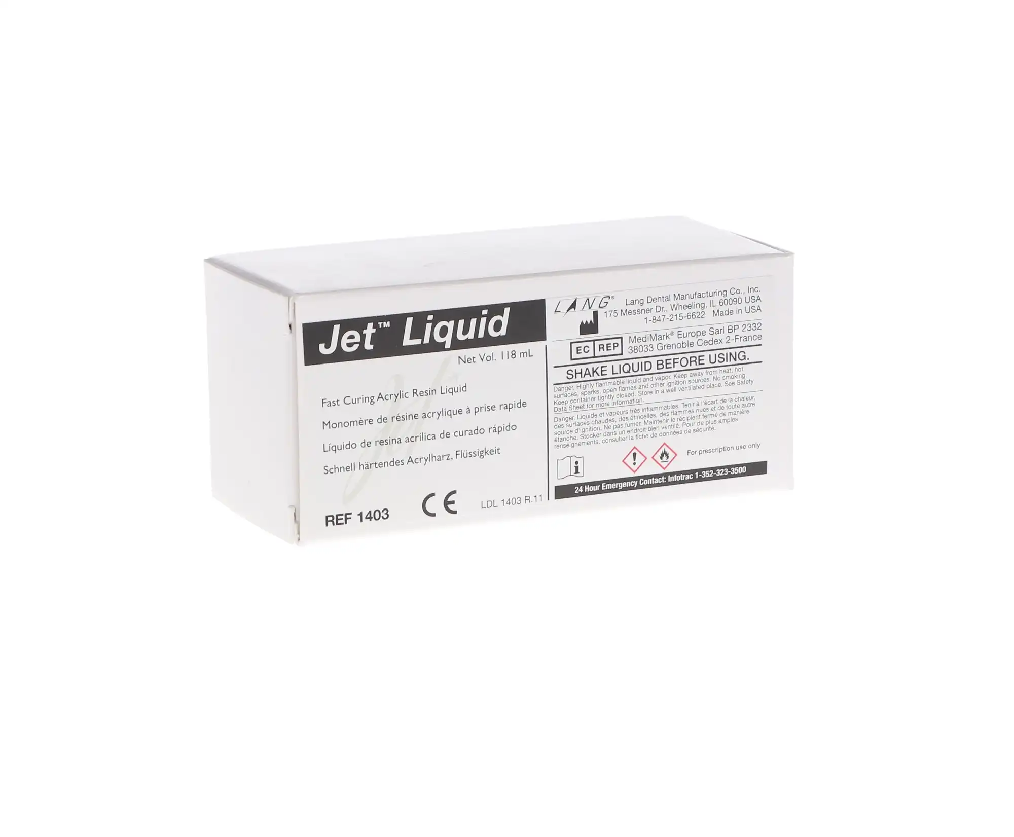 Lang Dental Jet Repair Acrylic Liquid, Self-Curing Resin, 118 ml (4 oz) Bottle, 1403 thumbnail 5