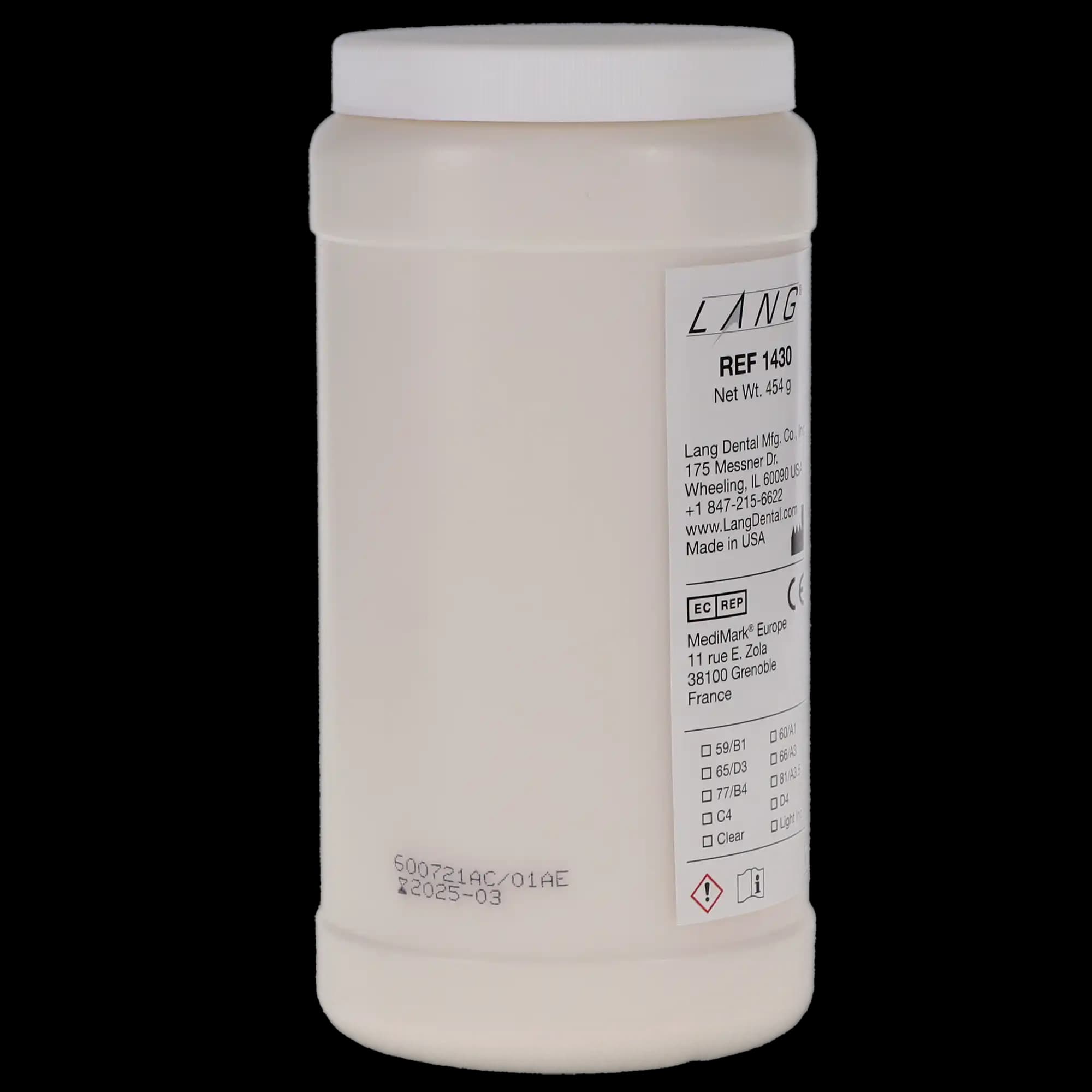 Jet Tooth Shade Temporary C&B Acrylic Resin Powder, #62/A2, 16 oz (454 g), 1430-62 thumbnail 3