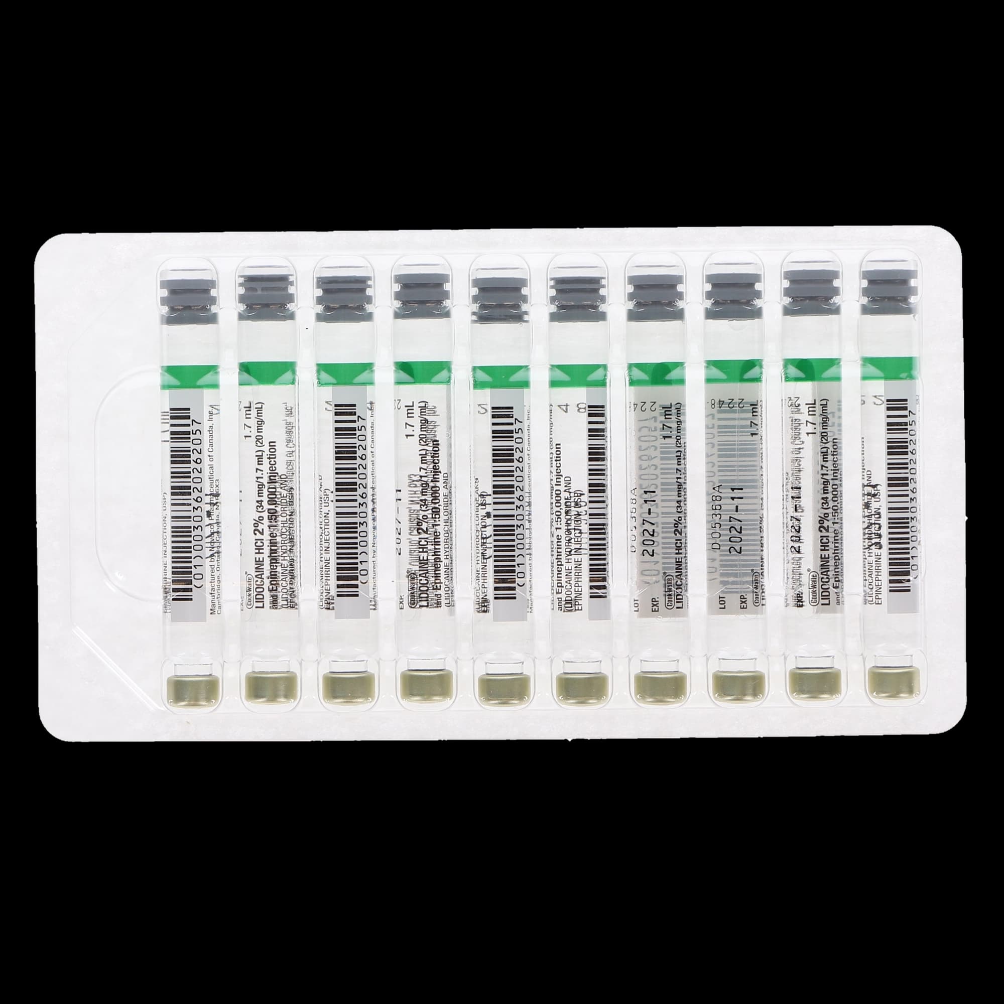 Cook-Waite Lidocaine HCl 2% with Epinephrine 1:50,000, 1.7 mL Cartridges, 50/Bx, SEP-99169 thumbnail 3