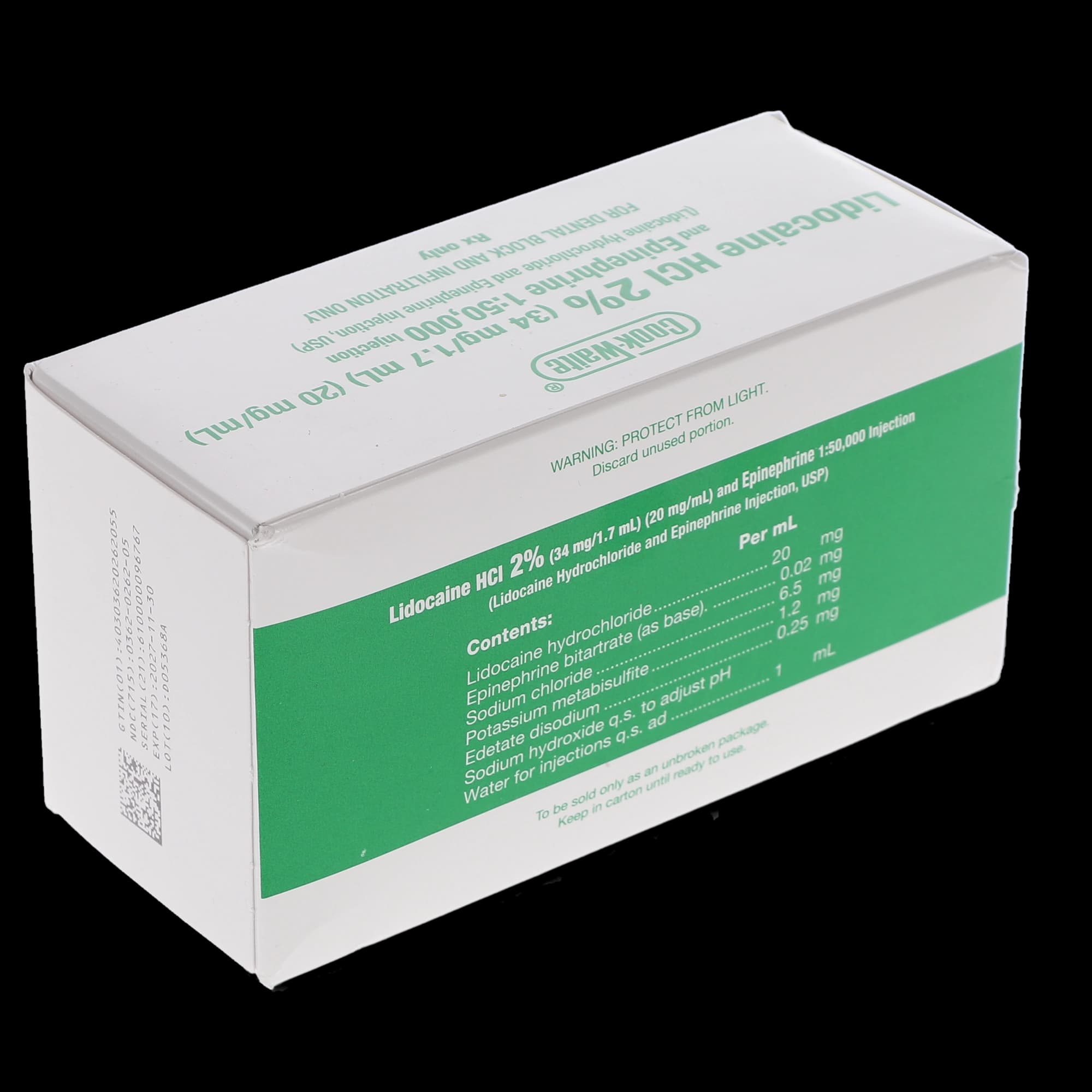 Cook-Waite Lidocaine HCl 2% with Epinephrine 1:50,000, 1.7 mL Cartridges, 50/Bx, SEP-99169 thumbnail 4