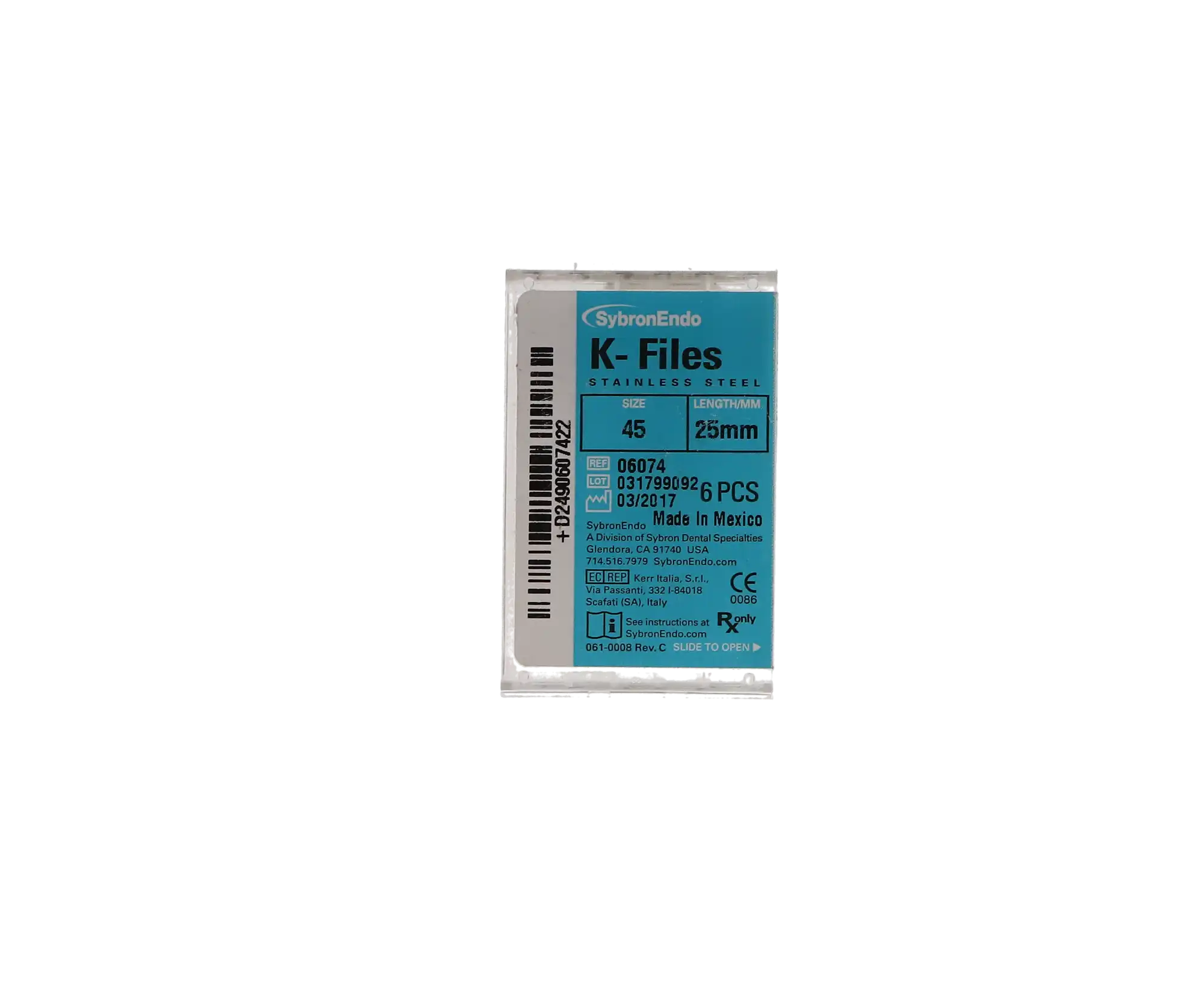Kerr SybronEndo K-Files, Stainless Steel, 25 mm, #45, White, 6/Pk, 06074 thumbnail 5
