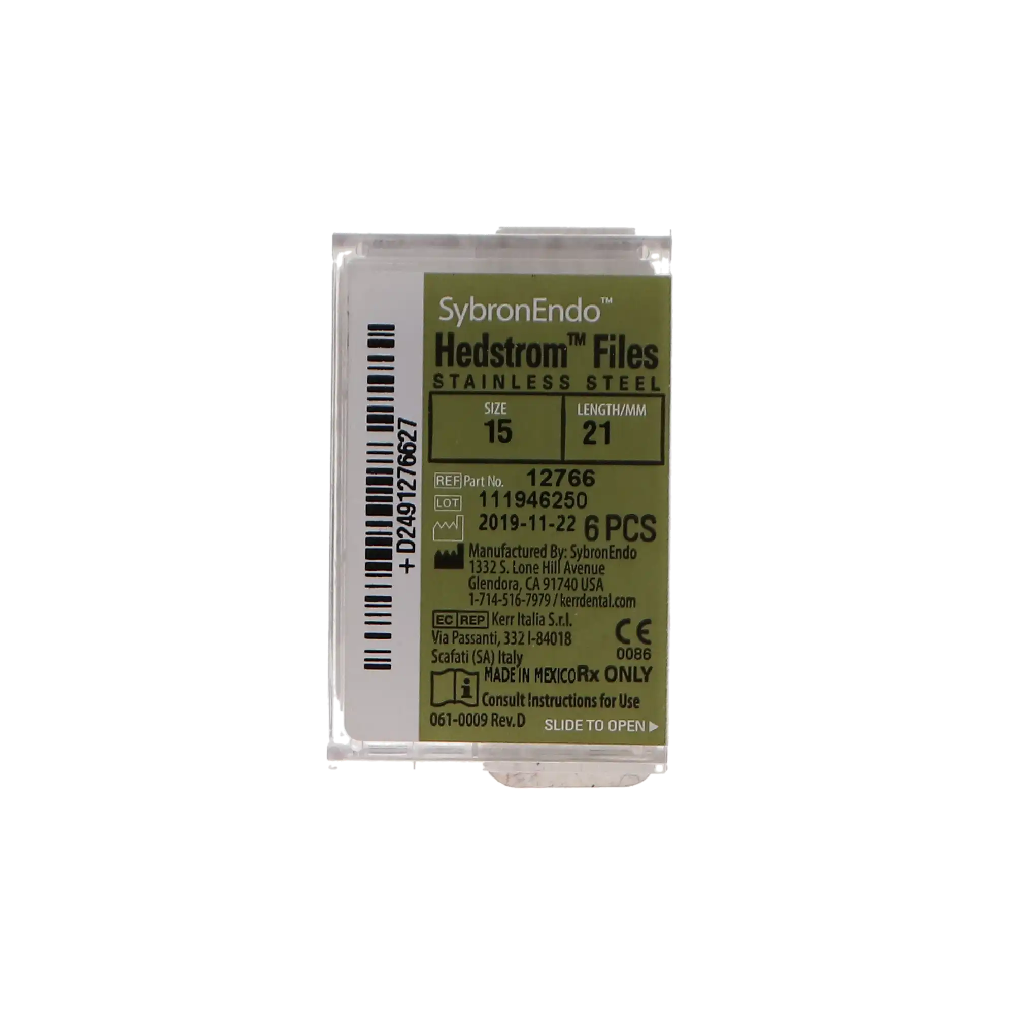 Sybron Endo Hedstrom Files, Stainless Steel, 21 mm, #15, White, 6/Pk, 12766 thumbnail 6