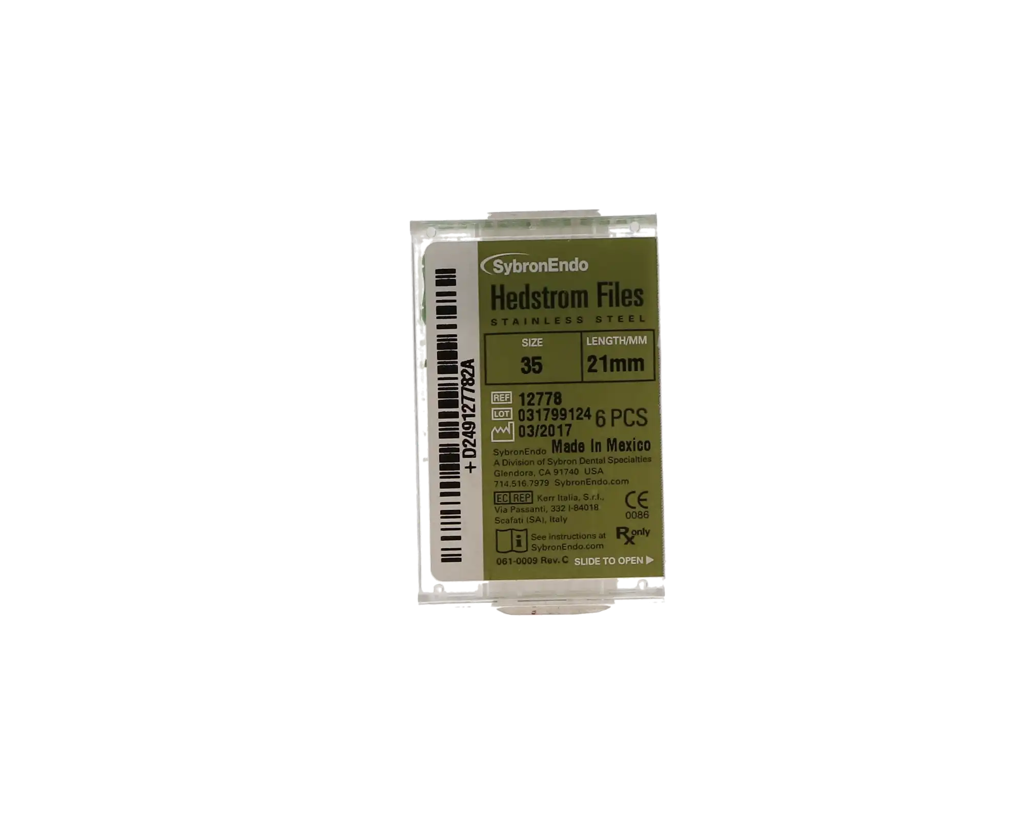 Kerr Sybron Endo Hedstrom Files, Stainless Steel, 21 mm, Size #35, Green, 6/Pk, 12778 thumbnail 6