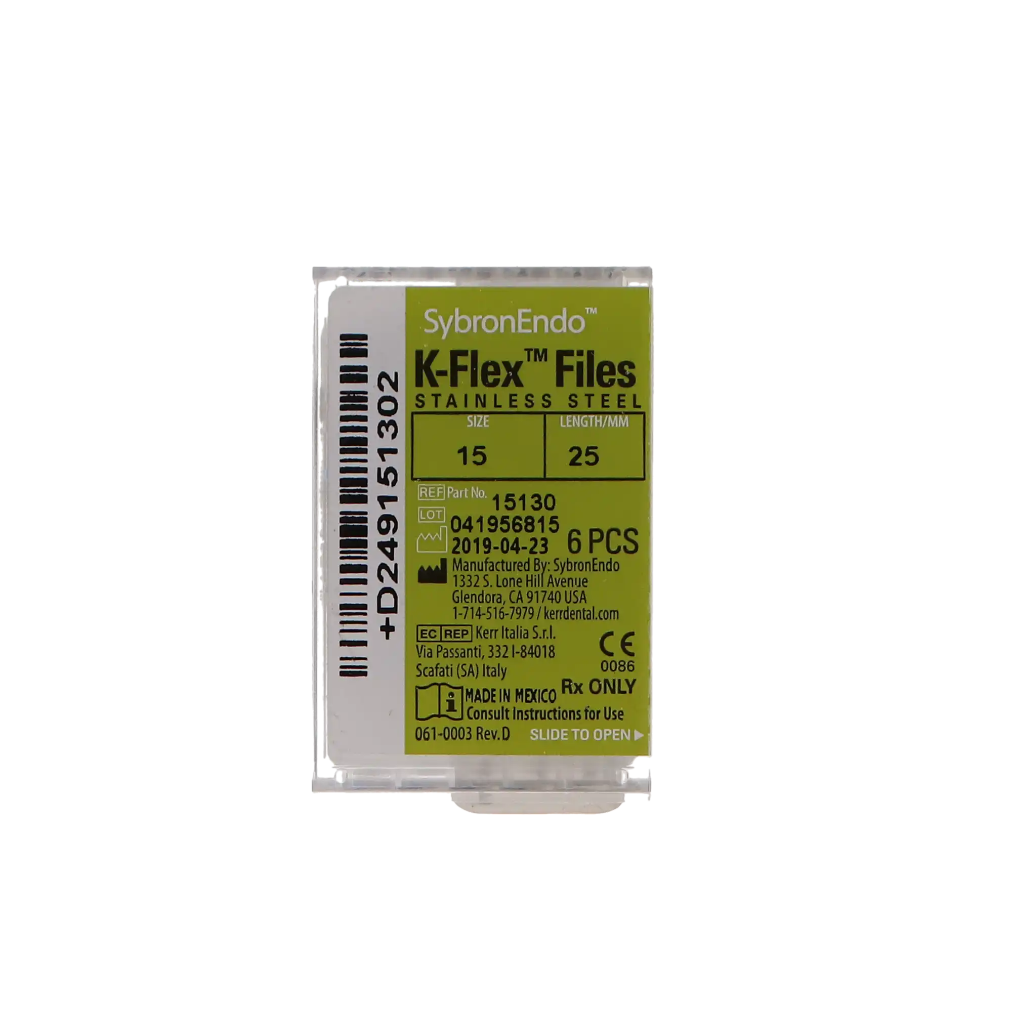 Kerr K-Flex Stainless Steel Hand Files, 25 mm, #15, White, 6/Pk, 15130 thumbnail 11