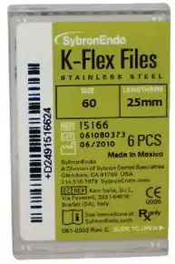 Kerr K-Flex Endodontic Files, #60 (Blue), 25 mm, Stainless Steel, 6/Pack, 15166 thumbnail 8