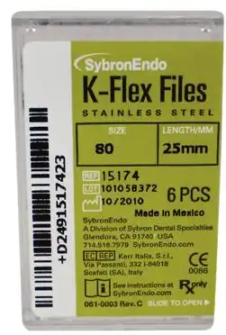 Kerr K-Flex Stainless Steel Hand Files, 25 mm, #80, Black, 6/Pk, 15174 thumbnail 3