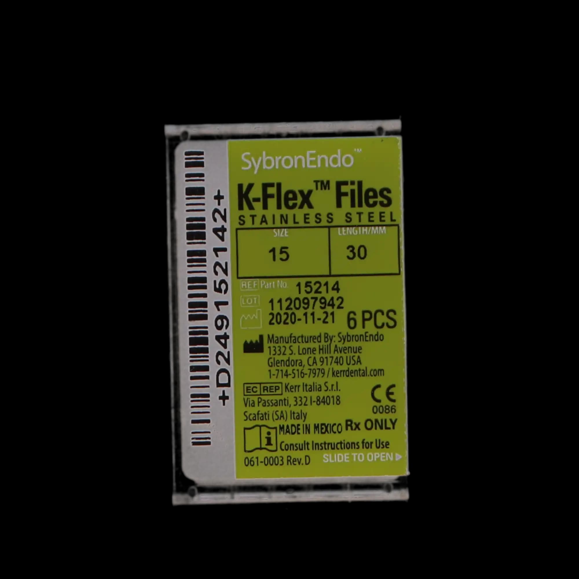 Kerr K-Flex Stainless Steel Hand Files, 30 mm, #15, White, 6/Pk, 15214 thumbnail 10