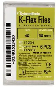 Kerr K-Flex Stainless Steel Hand Files, 30 mm, #40, Black, 6/Pack, 15234 thumbnail 3