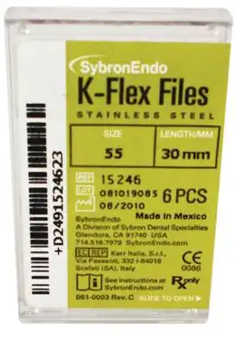 Kerr K-Flex Stainless Steel Hand Files, 30 mm, Size #55, Red, 6/Pk, 15246 thumbnail 3