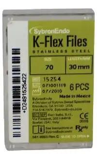 Kerr K-Flex Stainless Steel Hand Files, 30 mm, Size #70, Green, 6/Pack, 15254 thumbnail 3