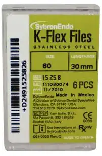 Kerr K-Flex Stainless Steel Hand Files, 30 mm, Size #80, Black, 6/Pack, 15258 thumbnail 3