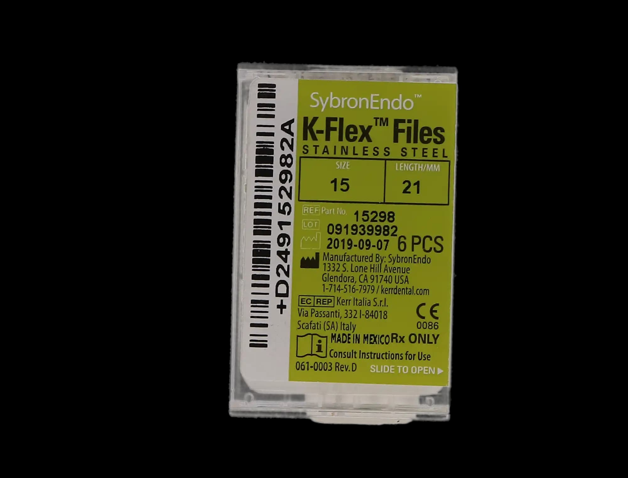 Kerr K-Flex Stainless Steel Hand Files, 21 mm, #15, White, 6/Pk, 15298 thumbnail 10