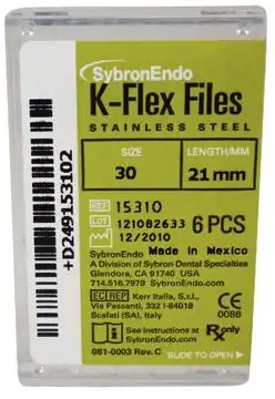 Kerr K-Flex Endodontic Files, Stainless Steel, Size #35, 21 mm, Green, 6/Pack, 15314 thumbnail 7