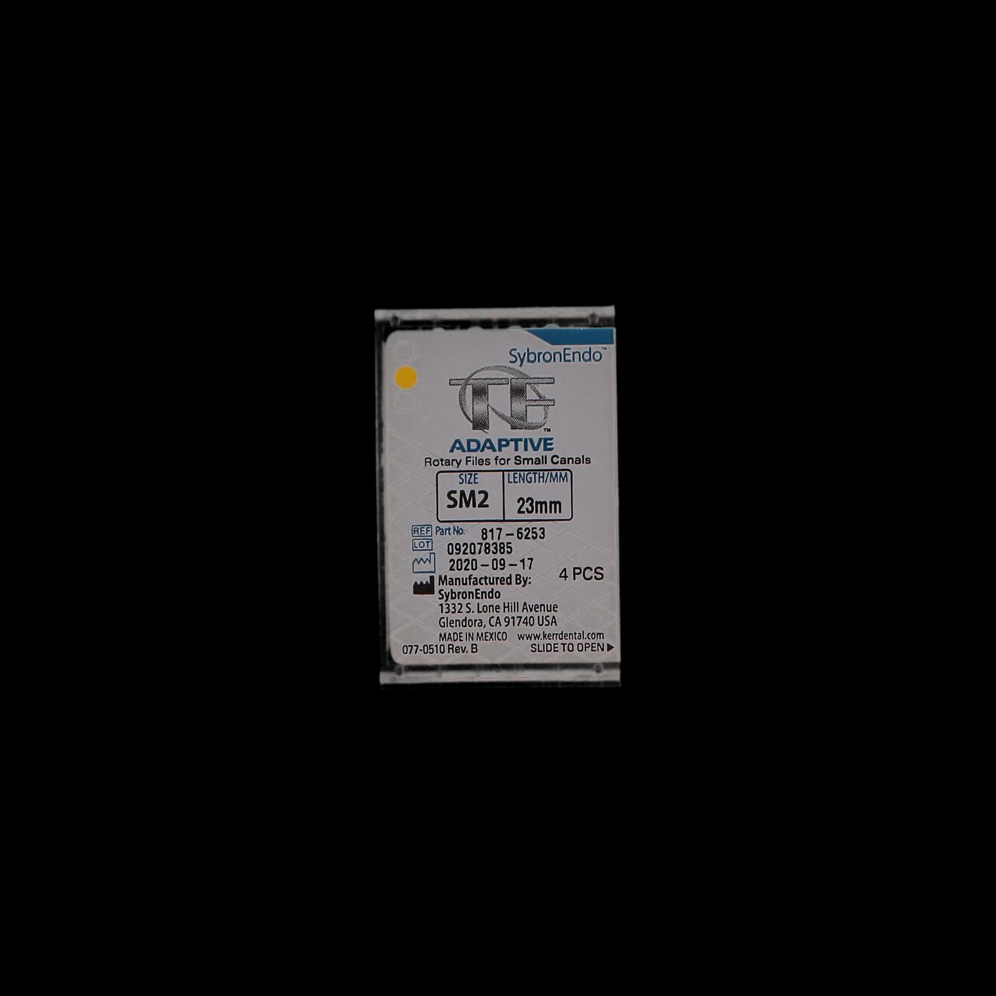 TF Adaptive Nickel-Titanium Rotary Files, 23 mm, SM2, Yellow, 4/Pk, 817-6253 thumbnail 12
