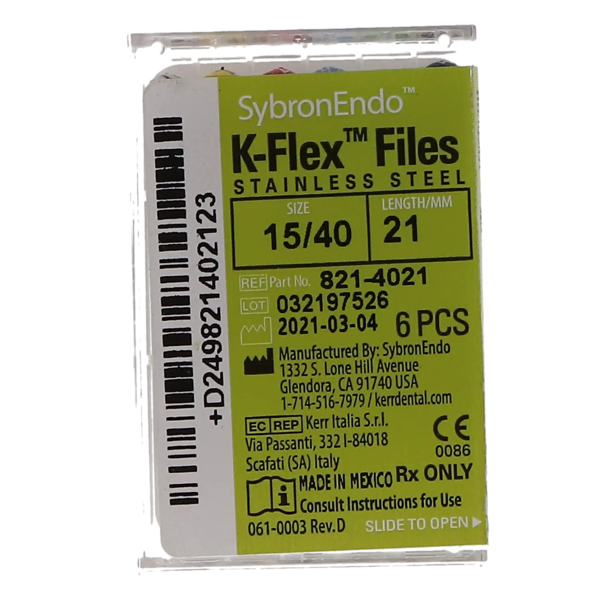 Kerr K-Flex Endodontic Files, Stainless Steel, 21mm, #15-40 Assorted, 6/Pack, 821-4021 thumbnail 6
